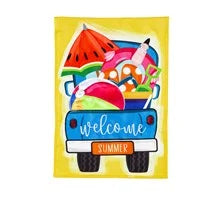 Summer Truck Garden Applique Flag - Patriotic Outdoor Decoration for Yard, Porch & Home - Perfect for 4th of July, Memorial Day & Summer Parties
