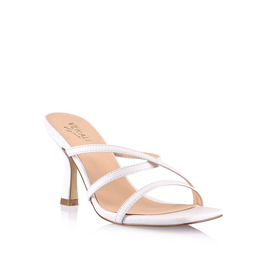 White Smooth Peanut Strappy Mules - Comfortable Summer Slides for Women, Beach Walking & Casual Outfits