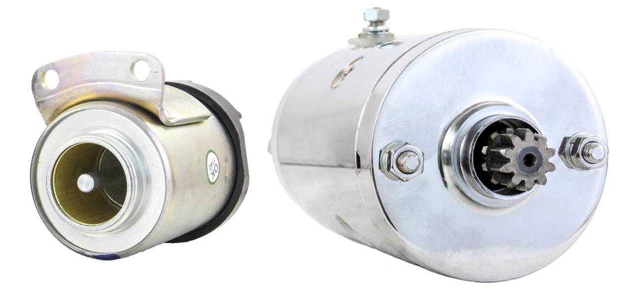 Harley Davidson Police Model FLPF Chrome Starter & Solenoid 1971-1972 - Compatible with 74169-69, 7416969 | High-Performance Replacement Part for Classic Motorcycle Restoration & Maintenance