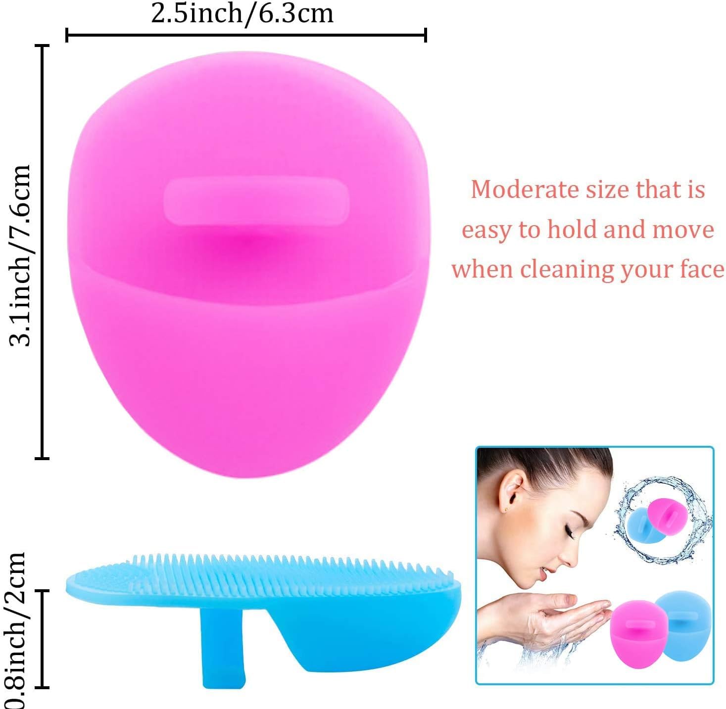 VOUM Silicone Face Scrubber & Exfoliator Brush - Soft Facial Cleansing Brush for Blackhead Removal, Acne Treatment & Pore Deep Cleaning - Gentle Skin Care Tool for Men & Women (Pack of 2) - Perfect for Daily Skincare Routine & Travel Essentials