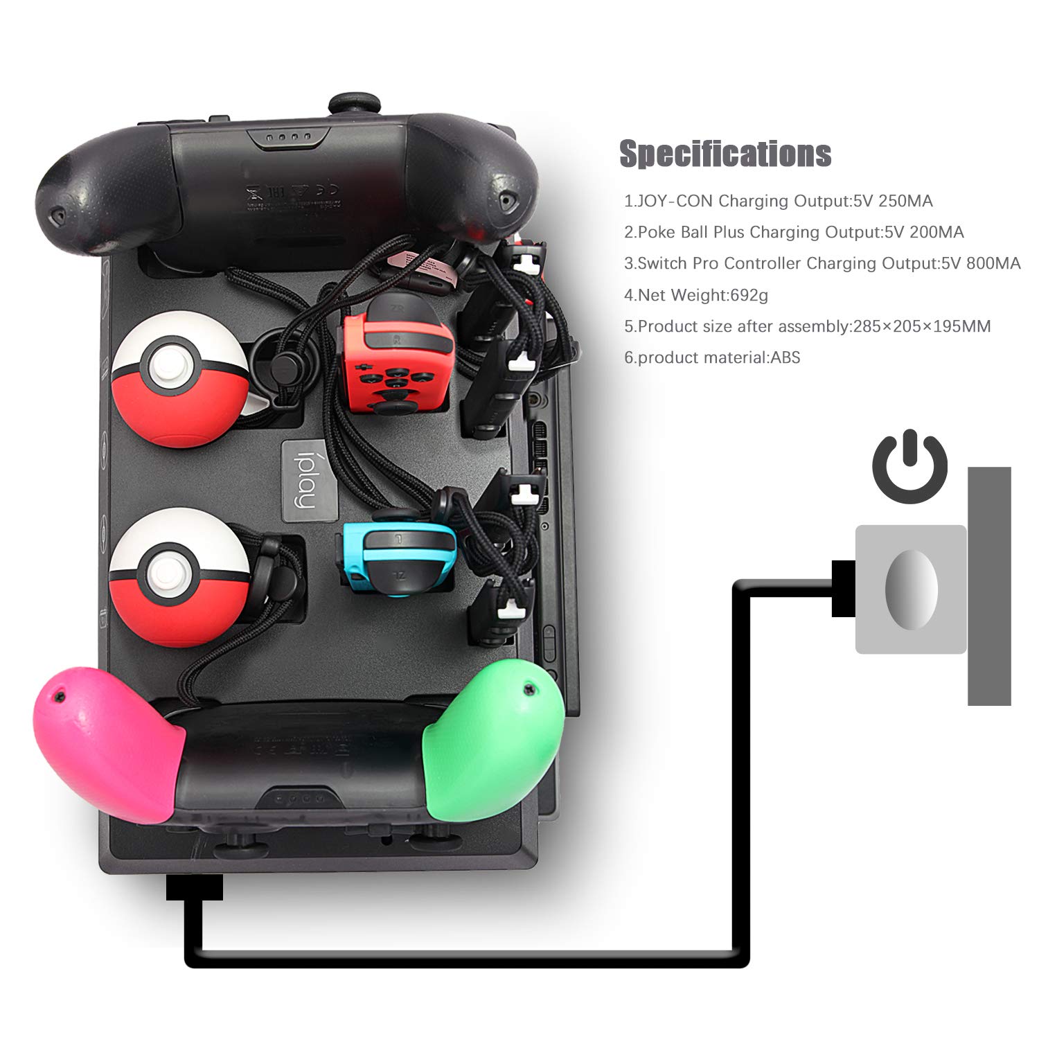HEATFUN Fast Charging Dock for Nintendo Switch Joy-Cons, Pro Controllers & Poke Ball Plus - LED Indicator Charging Station with Multi-Device Support | Perfect for Gaming Setup & Accessories Organization