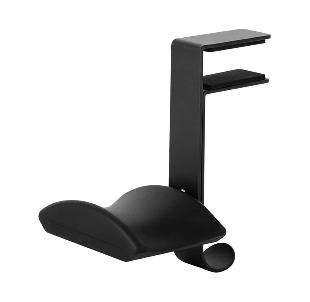 Universal Headphone Stand with Desk Mount - Space Saving Headset Holder for Office & Gaming - Adjustable Table Clamp Hanger Bracket (Black) - Perfect for Workstations, Streaming Setups & Home Offices