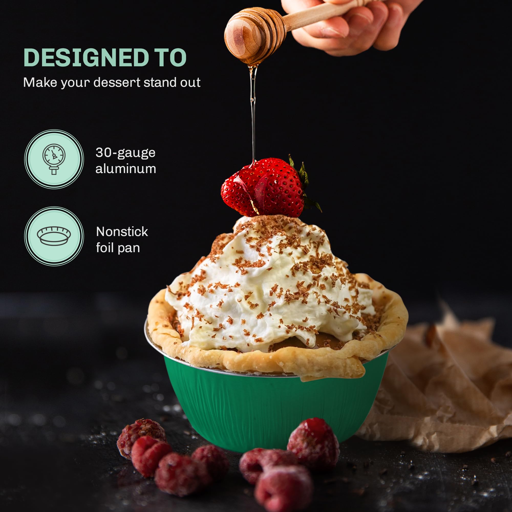 KitchenDance 4oz Disposable Aluminum Baking Cups with Lids - 1000 Pack Green Stackable Foil Pans for Creme Brulee, Flan, Cupcakes - Perfect for Home Baking, Dessert Making & Party Catering