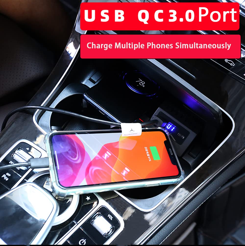 15W Fast Wireless Car Charger for Audi Q5/SQ5 (2018-2023) with QC3.0 Charging Port - Qi-Certified Phone Charging Mount for iPhone, Samsung & Multiple Devices - Perfect for Road Trips & Daily Commutes