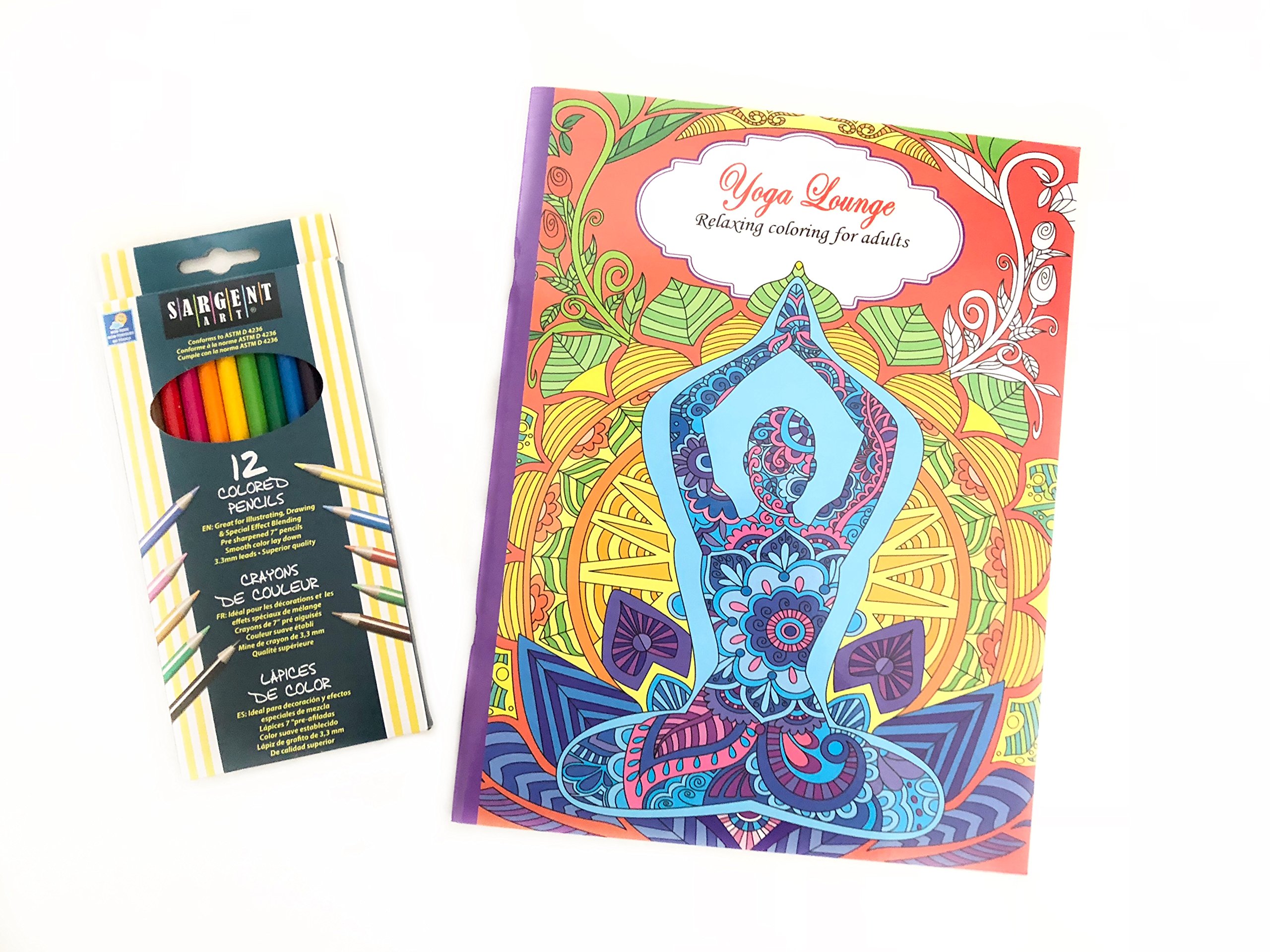 12-Colored Pencil Set with Adult Yoga Coloring Book - Art Therapy Kit for Stress Relief, Mindfulness & Relaxation | Perfect for Meditation, Yoga Studios & Home Self-Care