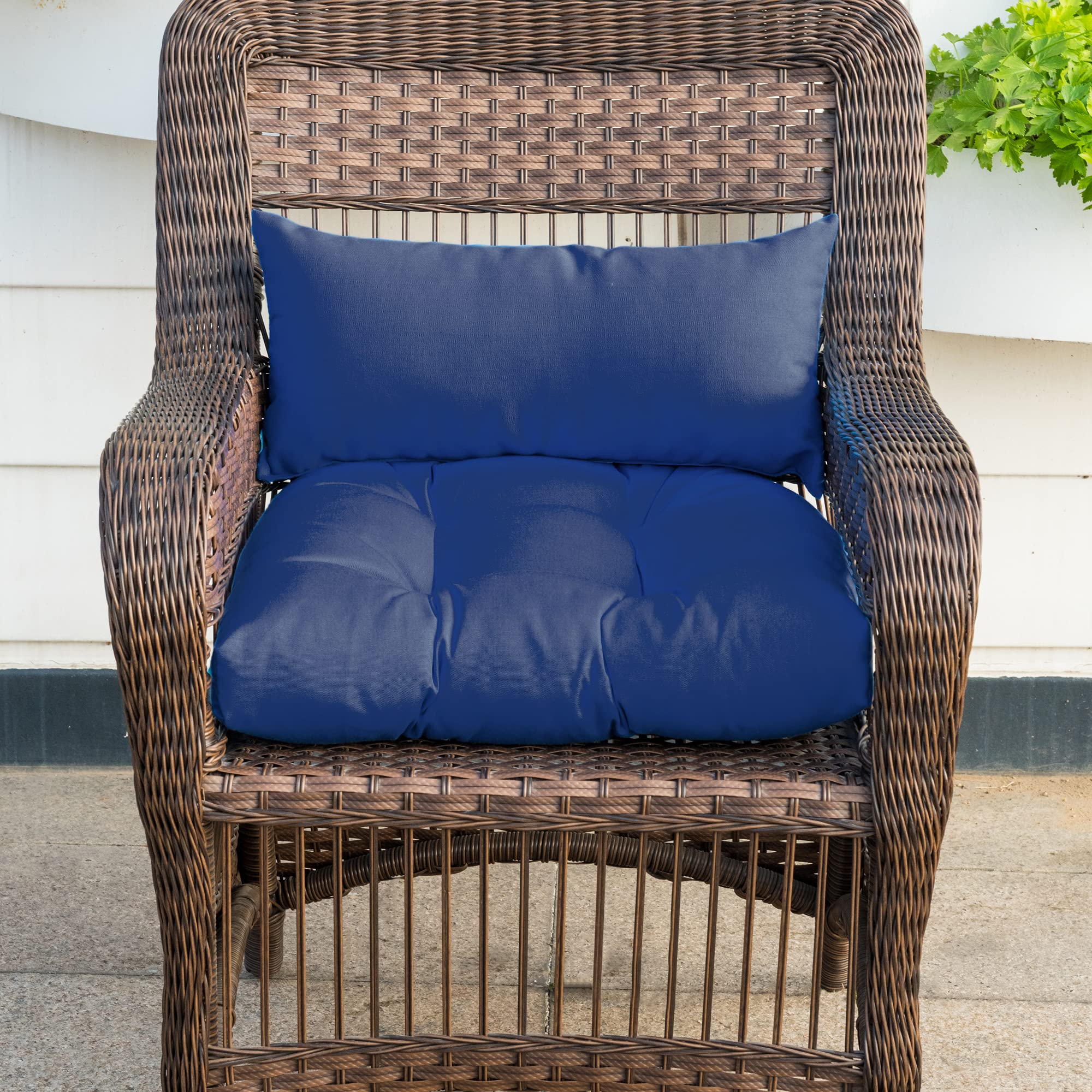 QILLOWAY Outdoor Patio Wicker Seat Cushions Set - 5 Piece Navy Blue Loveseat Cushion with U-Shape & Lumbar Pillows for Patio Furniture, Wicker Loveseat, Bench, Porch, Settee - Perfect for Backyard, Garden & Outdoor Relaxation