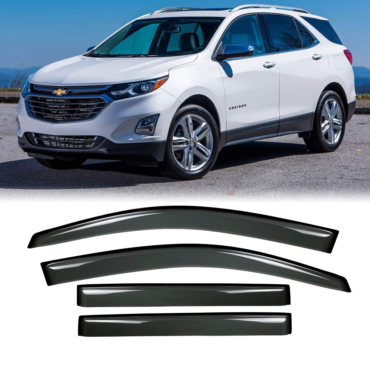 Rain Guards for Car Windows - 4Pcs Window Visors & Bug Deflectors | Universal Fit Vent Shades for 2018-2019 Rahbr Models | Reduce Noise & Keep Rain Out While Driving
