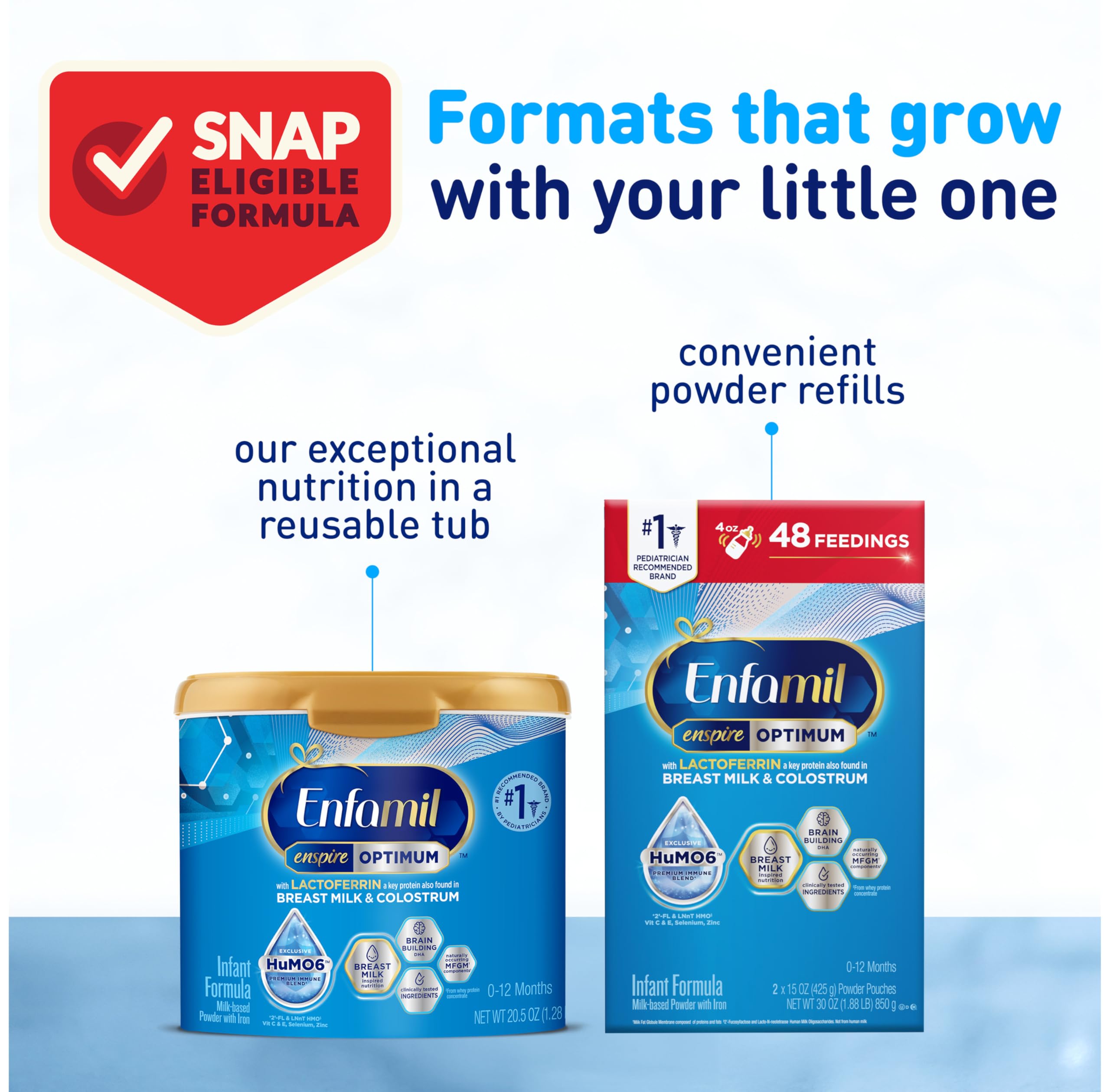 Enfamil Optimum Baby Formula - Closest to Breast Milk with Immune-Supporting Lactoferrin & Brain-Building DHA - 20.5 Oz (Pack of 4) - Ideal for Newborns & Infants for Healthy Growth & Development