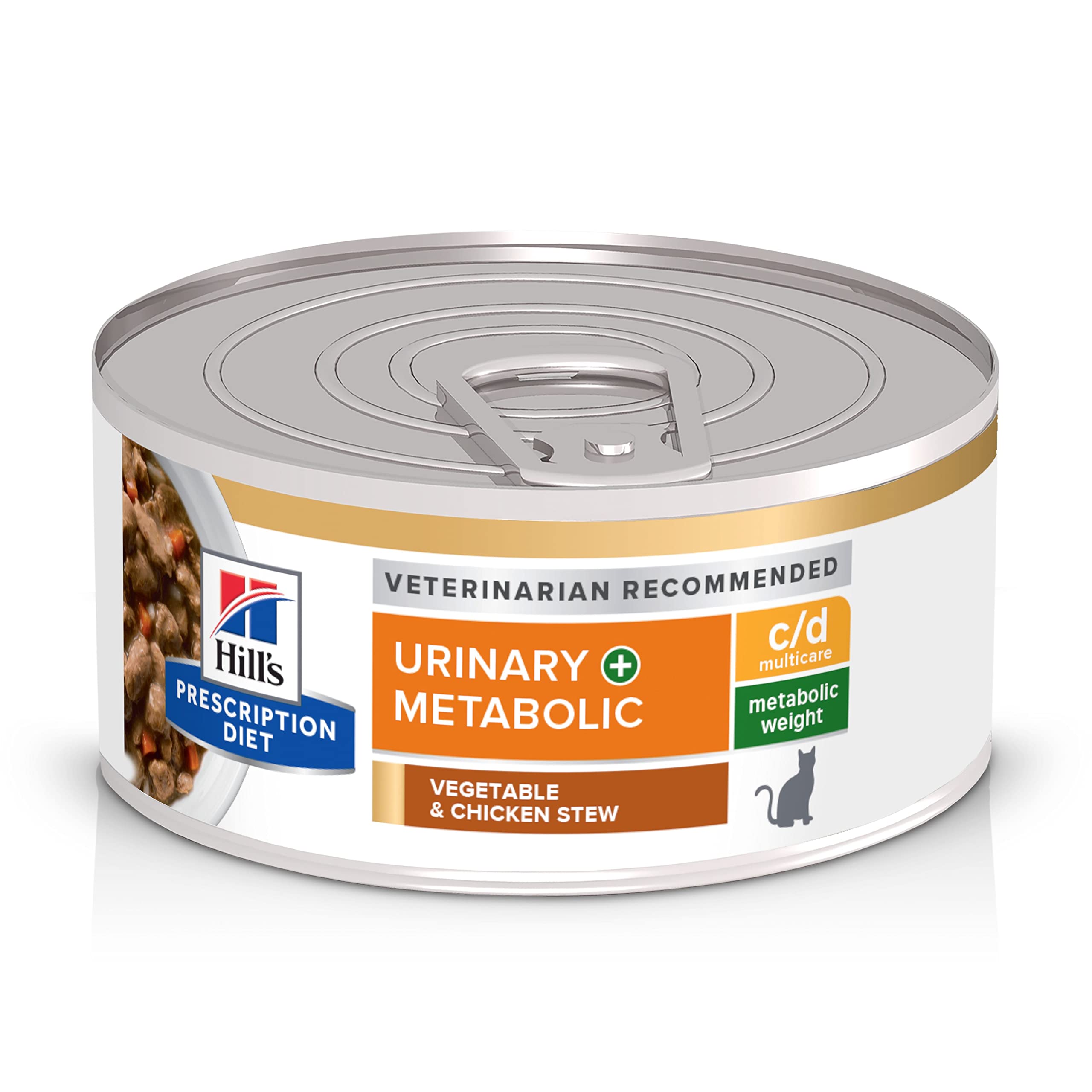 Hill's Prescription Diet c/d Multicare + Metabolic Weight Urinary Care Wet Cat Food - Chicken & Vegetable Flavor, Vet Recommended Diet for Weight & Urinary Health, 24 Pack (2.9oz Cans) - Perfect for Overweight Cats with Urinary Issues