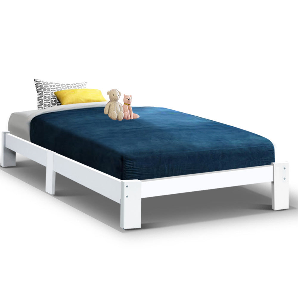 Fairy Wooden King Single Bed Frame White - Elegant & Sturdy Bed for Kids & Teens - Perfect for Bedrooms, Guest Rooms & Dormitories