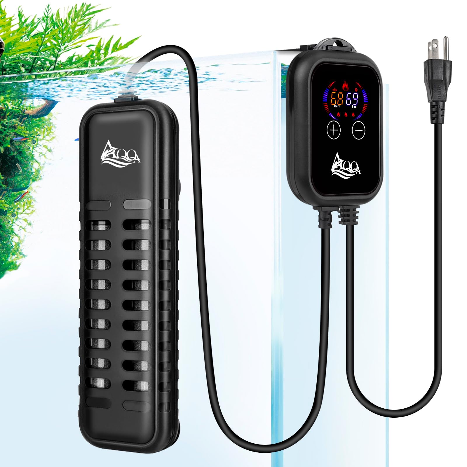 AQQA 800W Submersible Aquarium Heater for 80-220 Gallon Fish Tanks - Adjustable Thermostat for Freshwater & Saltwater Aquariums - Ideal for Betta Fish, Tropical Fish & Marine Life - Perfect for Home, Office or Fish Store Use