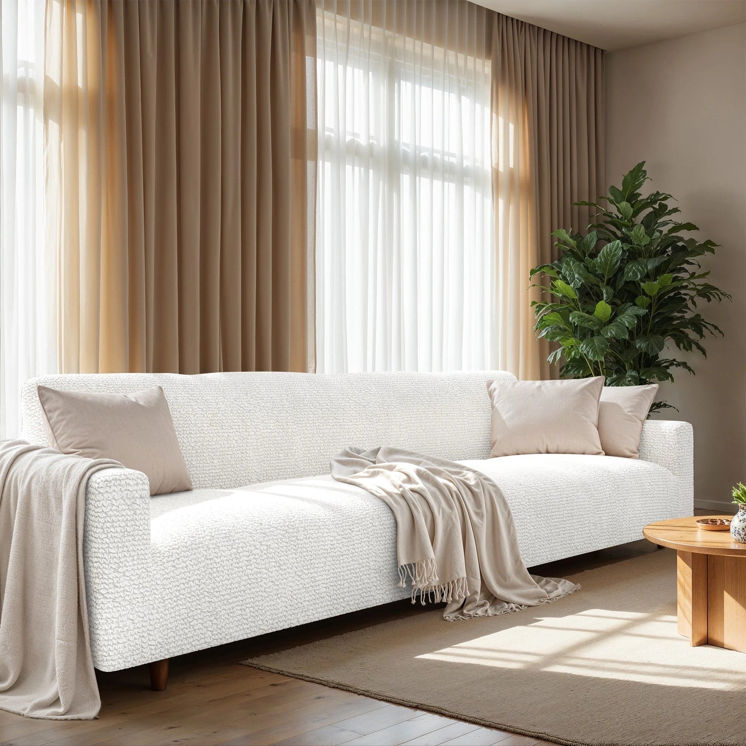 4-Seater Sofa Slipcover - Soft Microfiber Fabric, Stretchable & Washable - Perfect for Living Room, Family Room & Home Decor