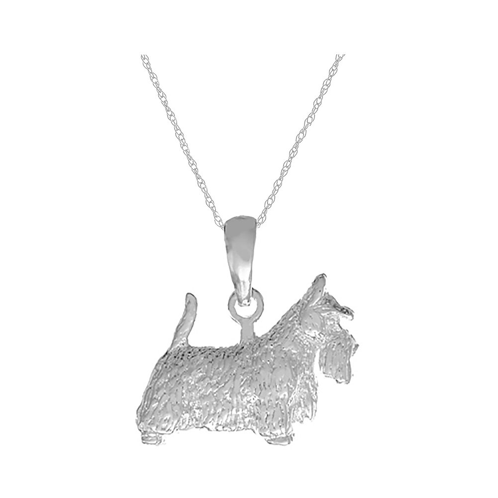 925 Sterling Silver Dog Necklace Charm Pendant with 18