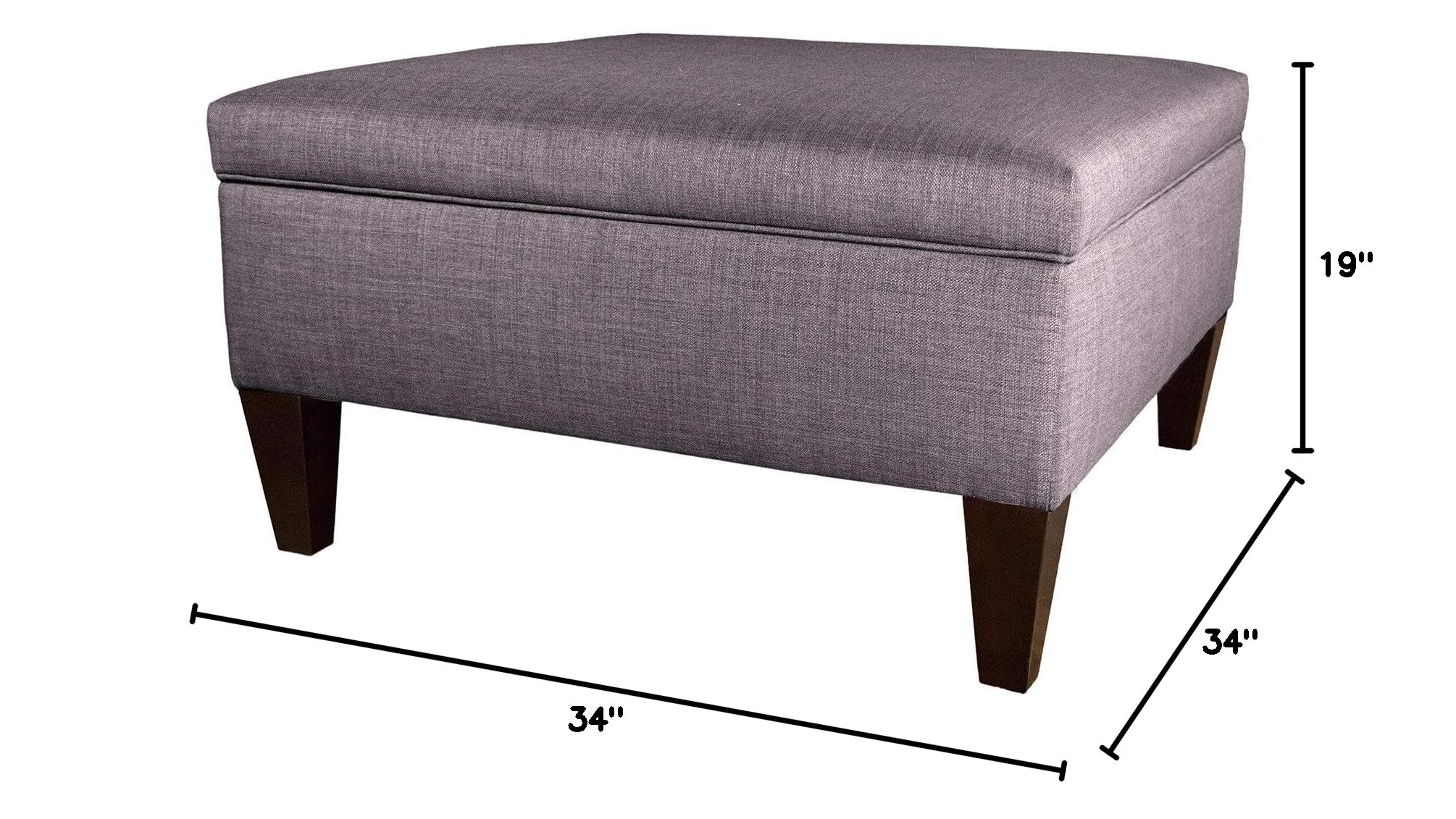 MJL Furniture Manhattan Extra Large Storage Ottoman with 3 Compartments & Lift-Top Lid - Upholstered Coffee Table Bench, Toy Organizer Box for Living Room, Bedroom, Nursery - 34 Inch Gray Multi-Functional Furniture for Home Organization & Extra Seating