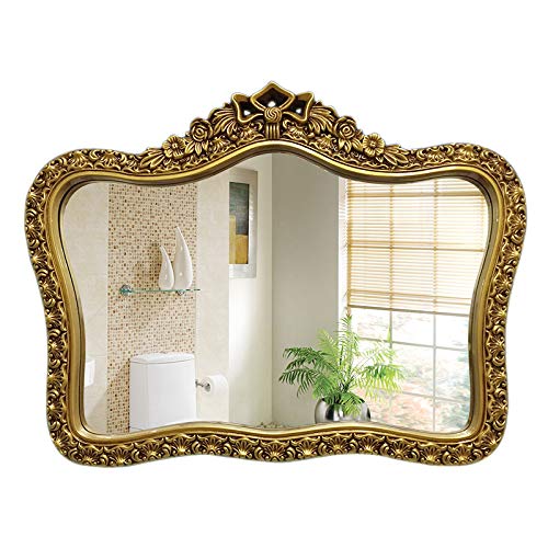 European Style Retro Bathroom Wall Mirror - Polyurethane Frame & HD Silver Glass, 32.68
