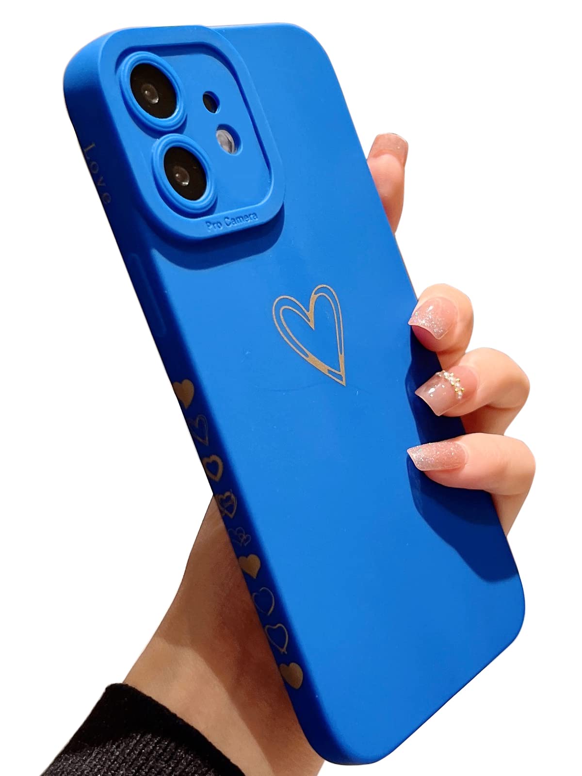 Qokey iPhone 11 Case 6.1 Inch (2019) - Cute Heart Design Shockproof TPU Cover with Anti-Fall Camera Protection & Anti-Fingerprint Coating | Perfect for Women, Girls & Men (Royal Blue) | Great for Daily Use, Travel & Gift Giving