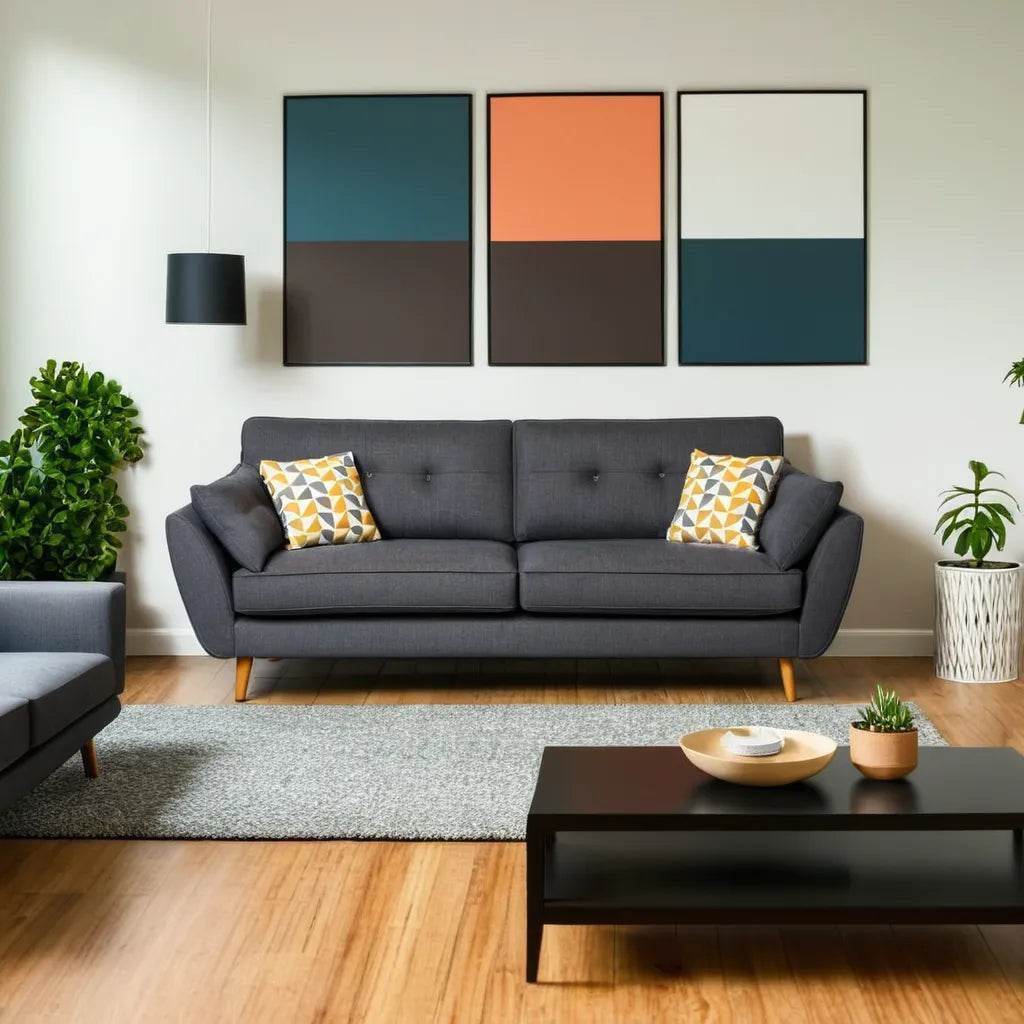 Water Repellent Heather Fabric Sofa - Comfortable & Durable Living Room Furniture for Home, Office, or Lounge