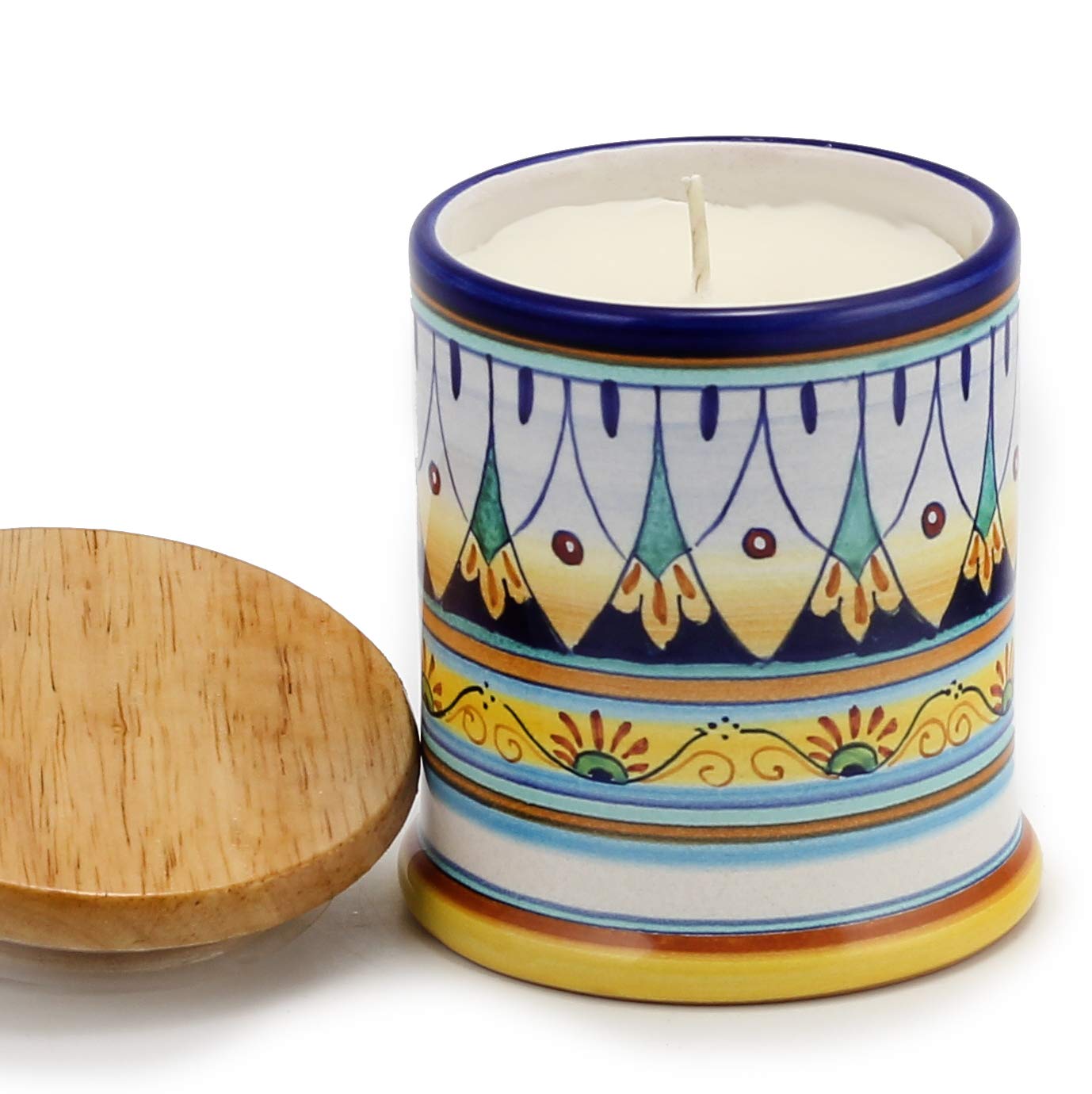 DERUTA CANDLES: Straight Jar with Wood Lid FIMA DERUTA Vario Design - Sicilian Orange Scented Candle for Home Decor, Aromatherapy & Relaxation | Perfect for Living Room, Bedroom & Bathroom