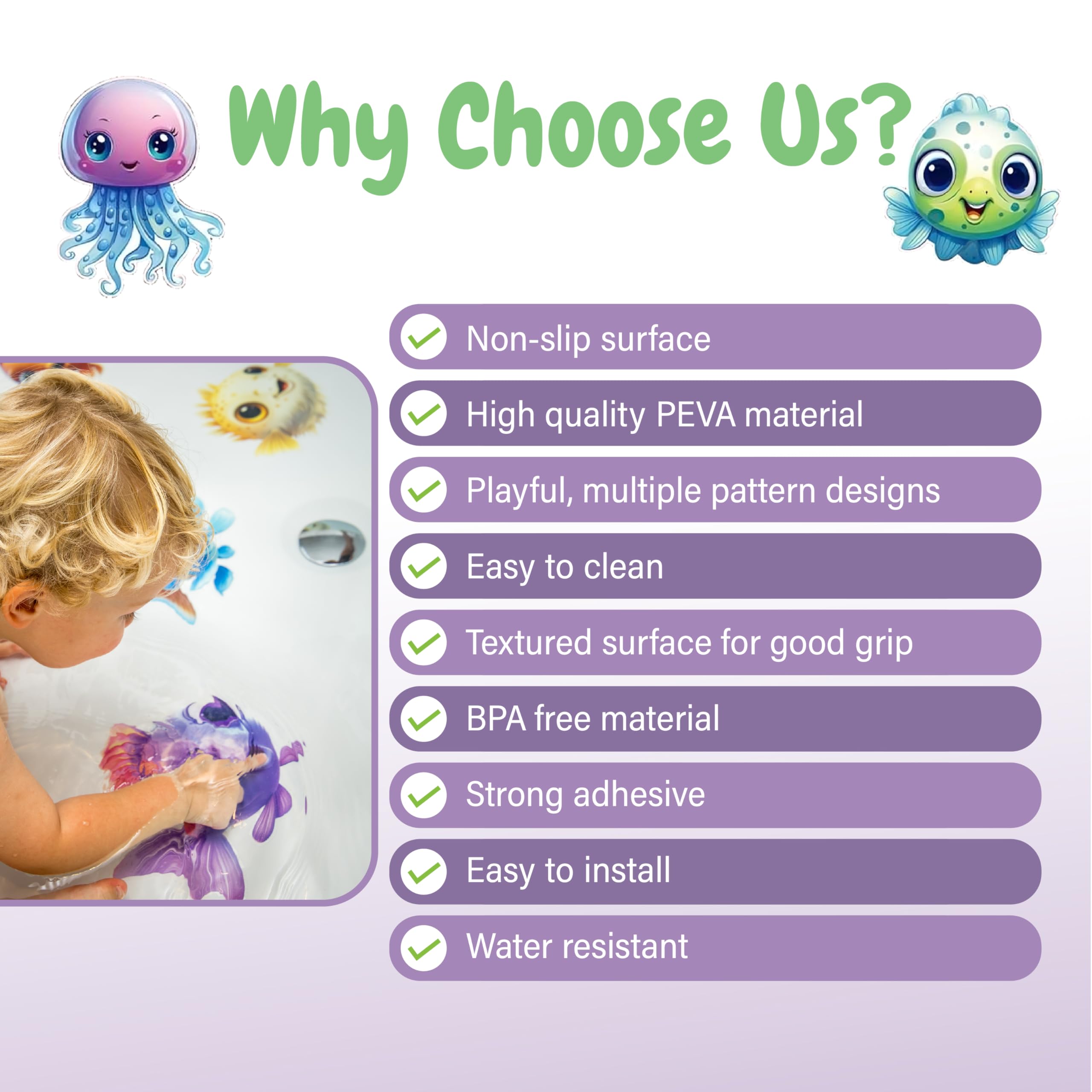 **TEKWAVE Non-Slip Bathtub Stickers for Kids & Toddlers - 20-Pack Anti-Slip Shower Decals with Adhesive Back & Scraper - Safe Bathroom Floor Stickers for Baby, Elderly & Pets - Perfect for Wet Showers, Tubs & Slippery Surfaces**