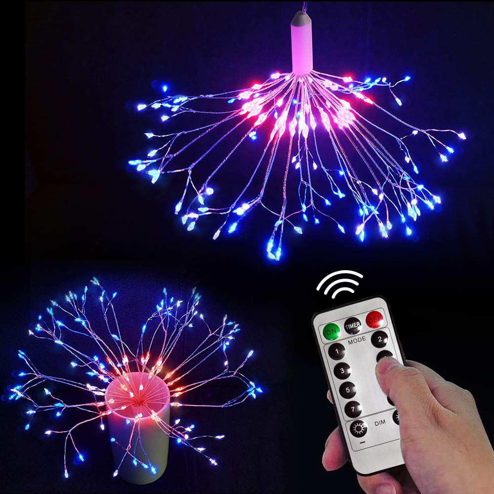 LED String Lights with 8 Modes & Dimmable Function - 198 Red and Blue Fairy Lights for Christmas Decorations, Home, Patio, Indoor & Outdoor Use - Perfect for Parties, Weddings, and Holiday Lighting
