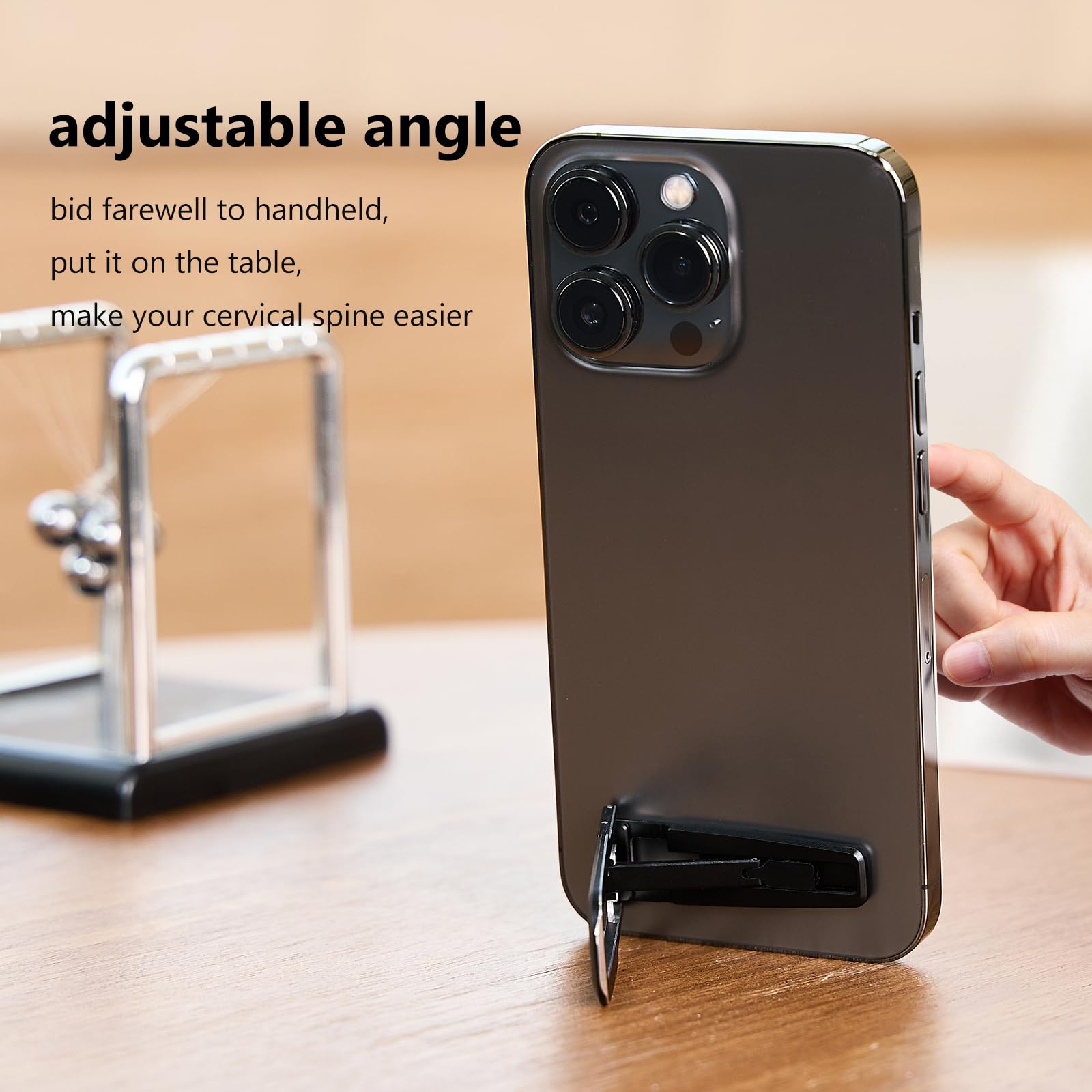 Ultra-Thin Foldable Adjustable Phone Kickstand - Multi-Angle Metal Phone & Tablet Holder with Strong Adhesive for Desk, Car, Bed - Perfect for Watching Videos, Gaming, and Video Calls