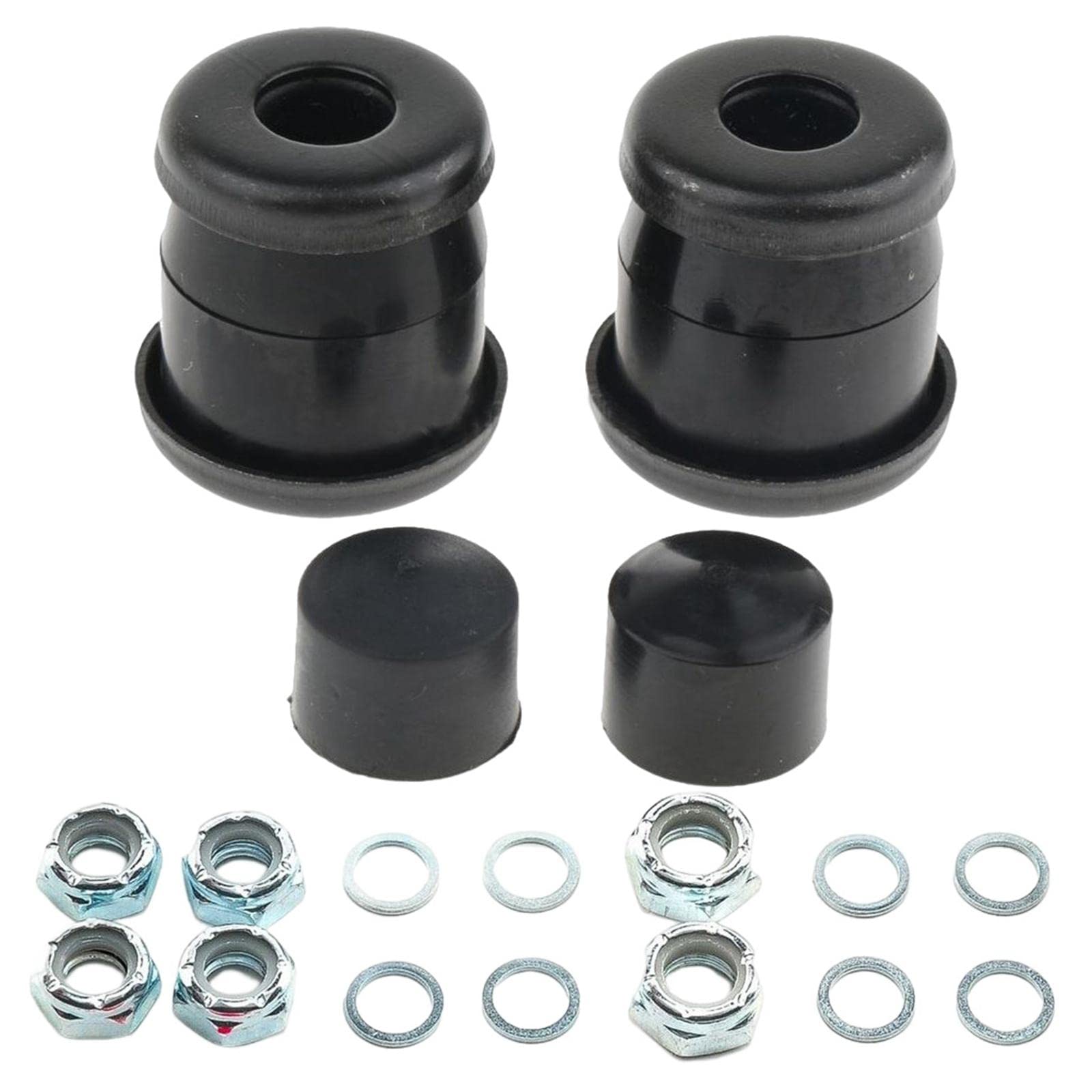 Shamjina Skateboard Truck Nuts & Cup Washer Replacement Kit - Upper/Lower Bushing Washers Hardware Set for Skateboard & Longboard (Black) - Perfect for Board Maintenance & DIY Repairs