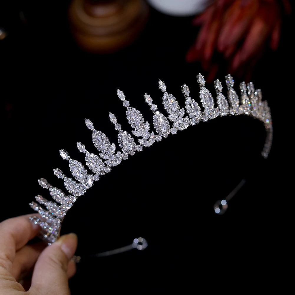 3A Zirconia Wedding Crown for Women | CZ Crystal Tiara Headpiece | Bridal Headdress for Weddings, Prom, Sweet 16 & Special Occasions