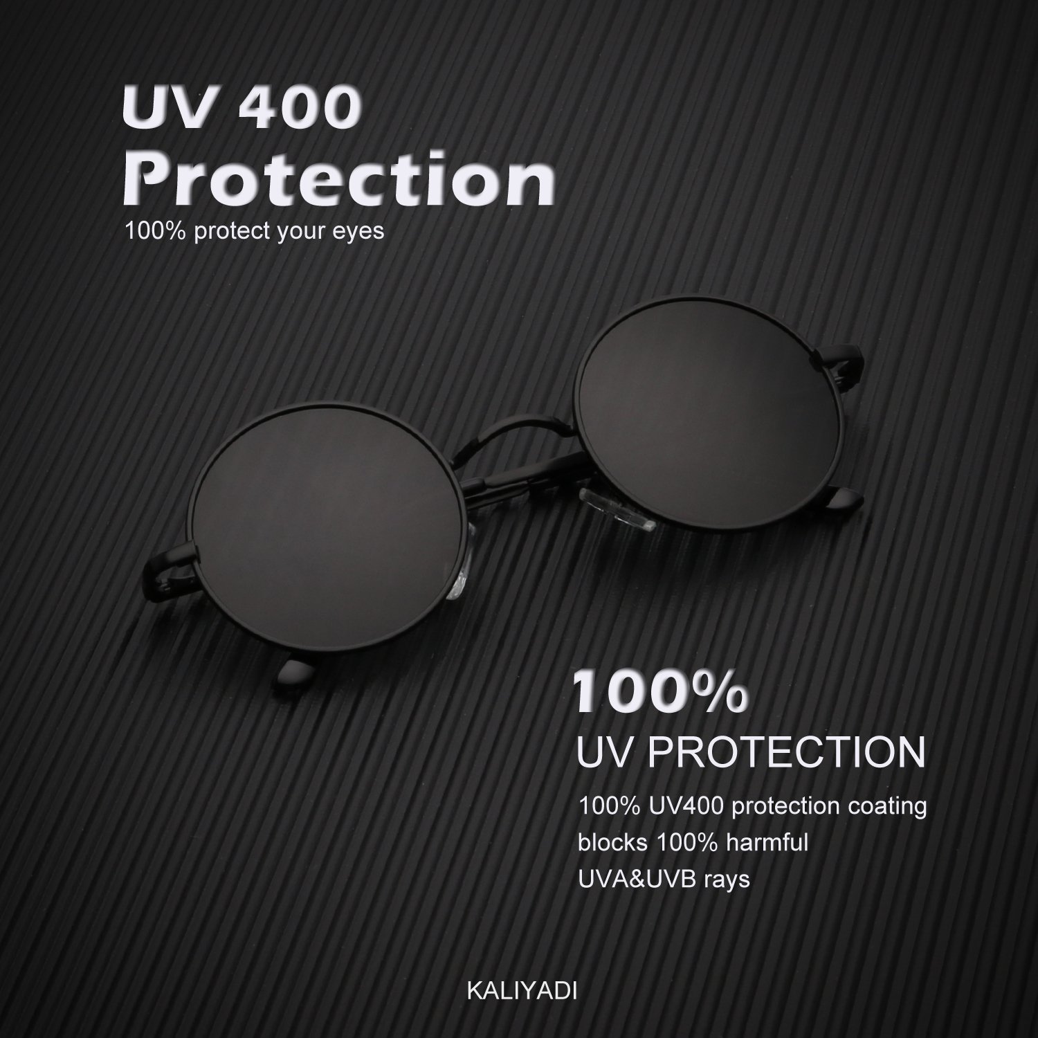 KALIYADI Retro Round Polarized Sunglasses for Men & Women - UV Protection Metal Frame Hippie Circle Style Sun Glasses for Driving, Beach & Outdoor Activities