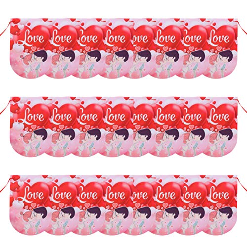 Amosfun 3Pcs Heart Garland Banner - Romantic LOVE Paper Letter Hanging Bunting for Wedding, Valentine's Day Party Backdrop - Perfect for Home Decor, Baby Showers & Anniversary Celebrations