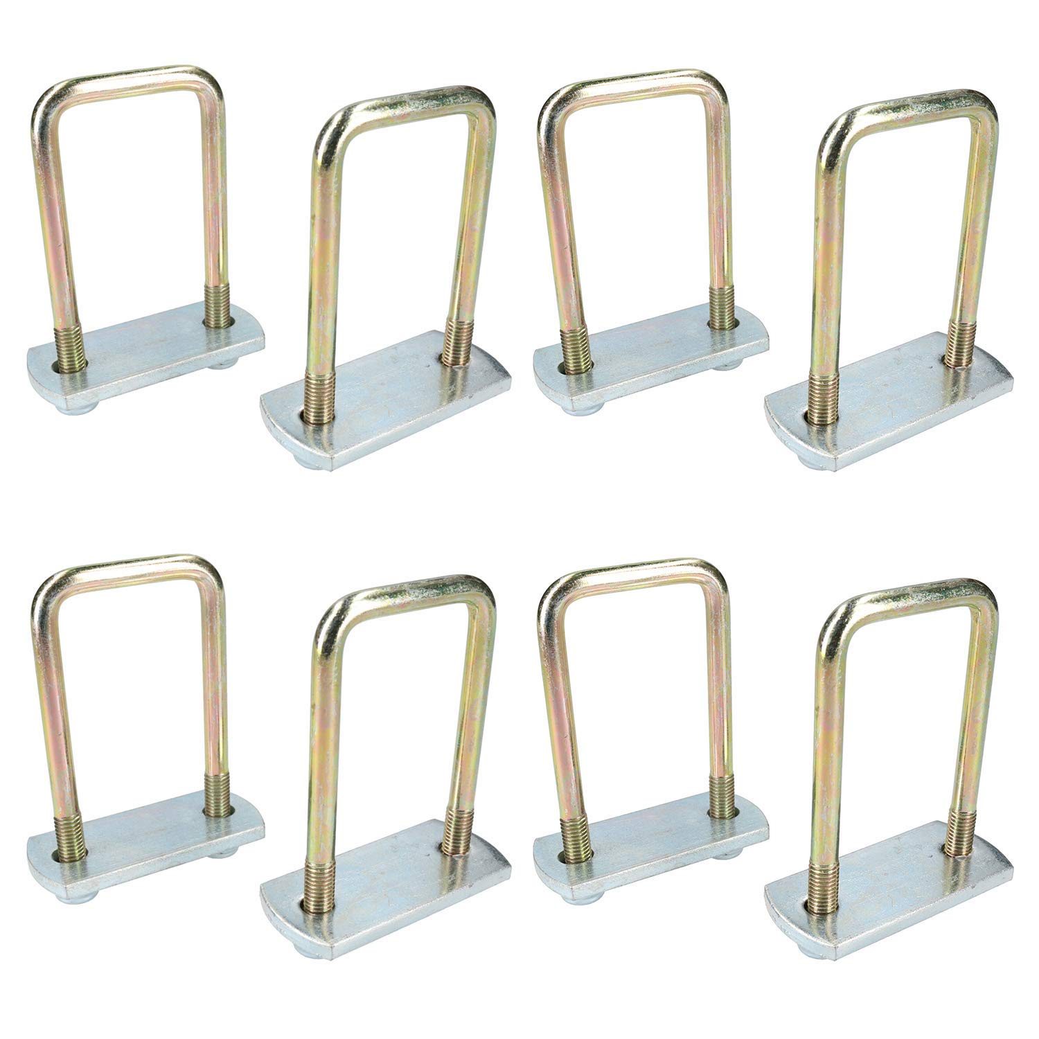 8 Pack M10 50mm x 100mm Heavy Duty U-Bolt and N-Bolt Kit with Steel Plates & Nuts - High Tensile Strength for Automotive, Marine, and Construction Applications