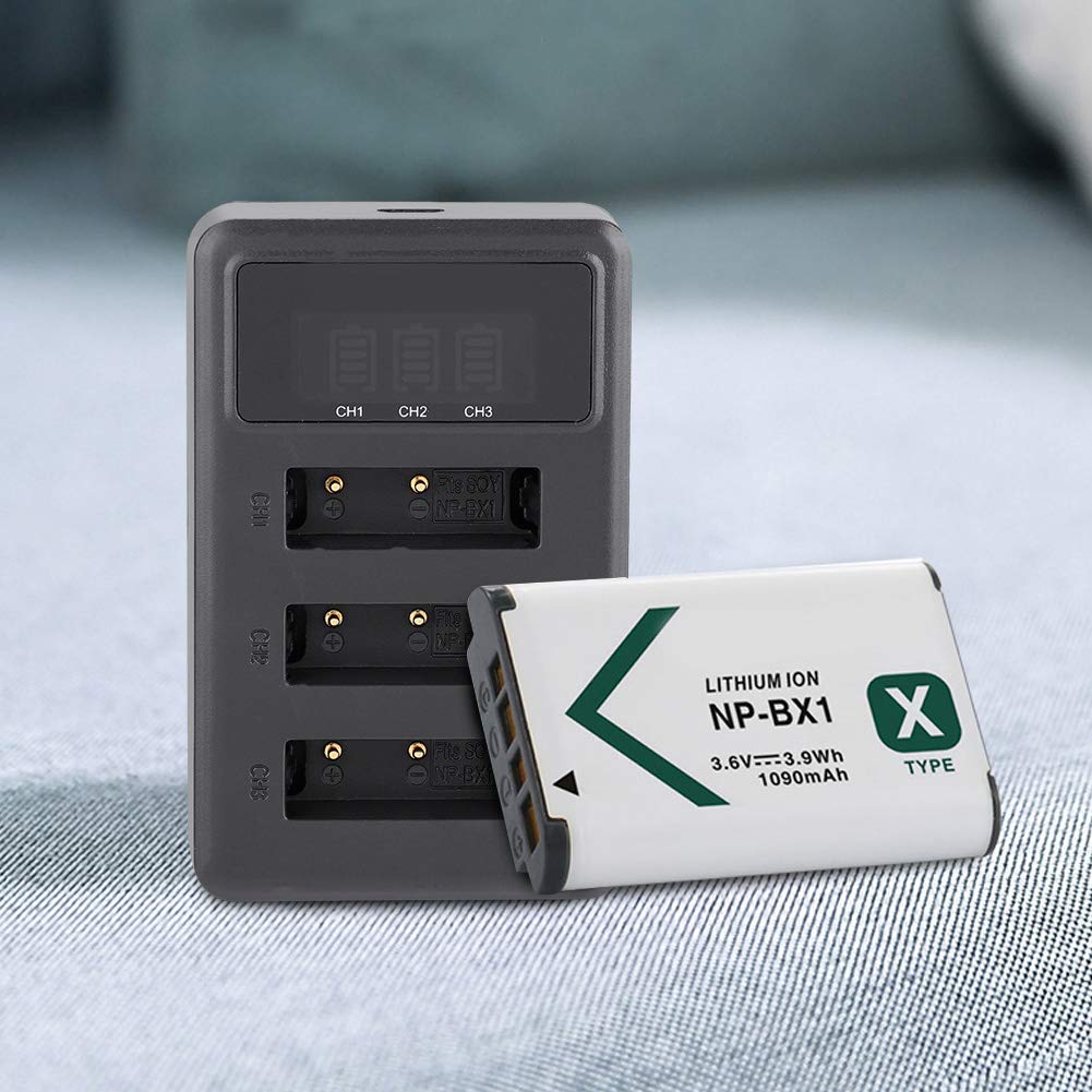 NP BX1 USB Charger - 3 Slot Portable Action Camera Battery Charger | Fast Charging Accessory for NP BX1 Cameras | Perfect for Travel, Outdoor Adventures & Vlogging