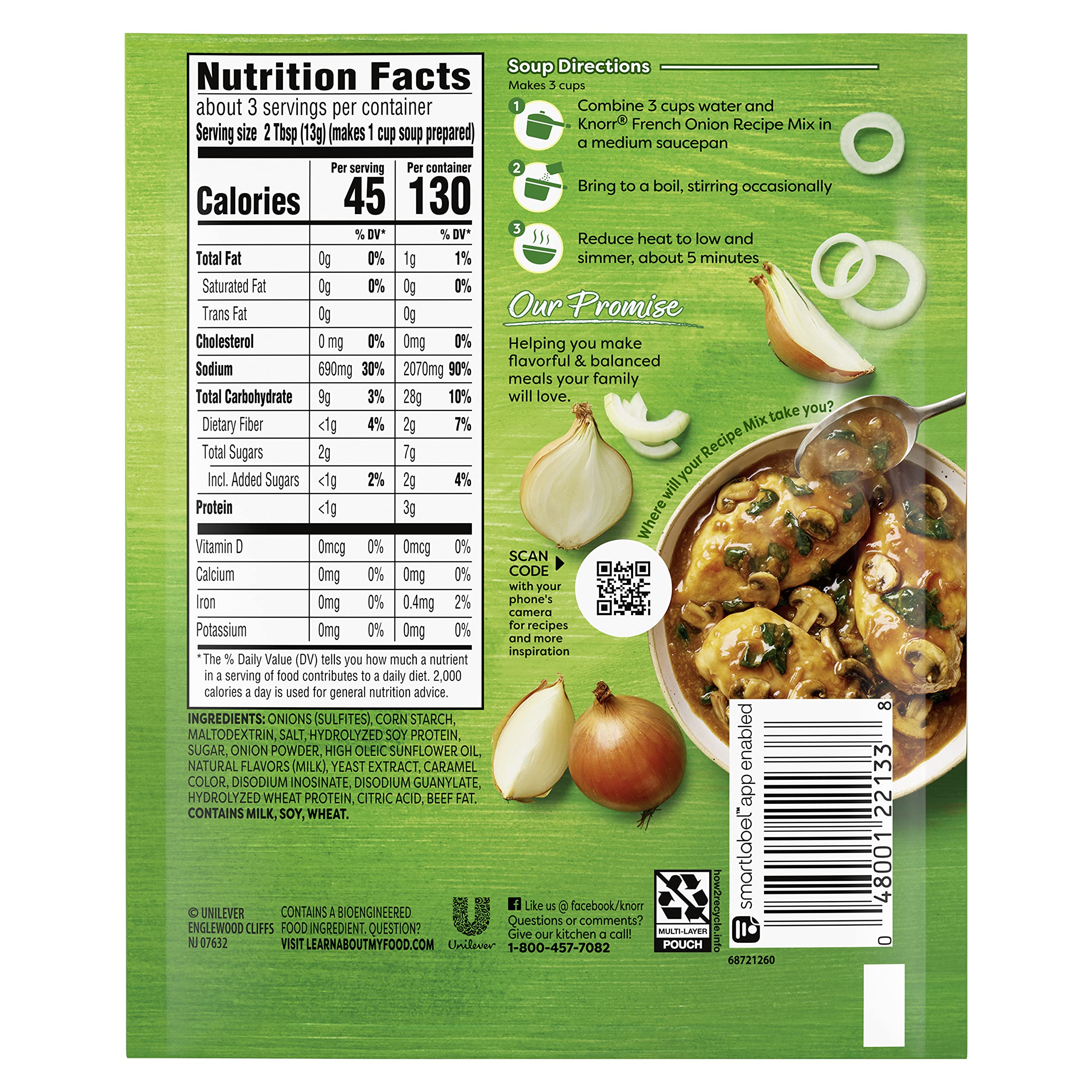 Knorr French Onion Soup Mix - 1.4 oz (Pack of 12) | All Natural, No Artificial Flavors | Perfect for Soups, Sauces & Easy Meals | Ideal for Cooking, Meal Prep & Quick Dinners