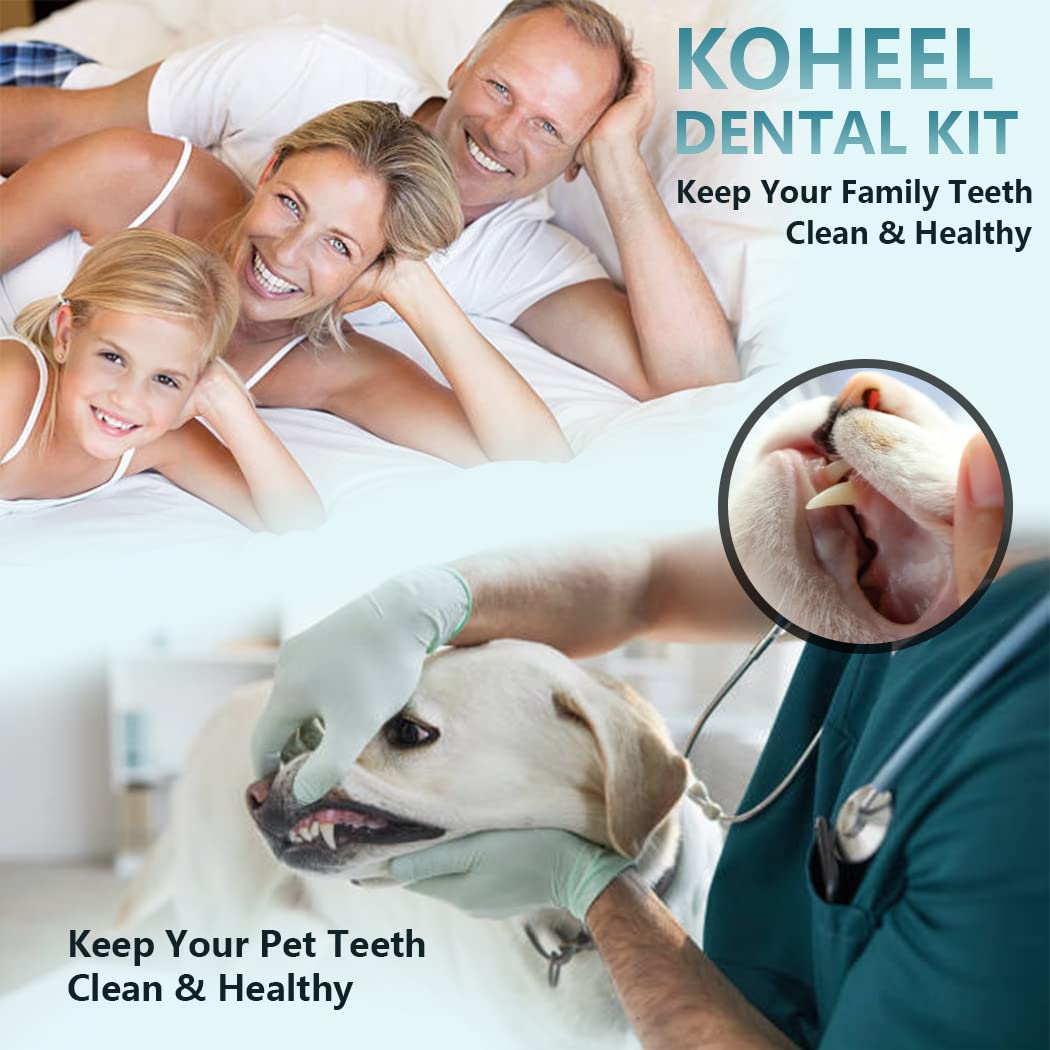 KOHEEL Professional Dental Tools Set with Metal Case - Teeth Cleaning Kit for Plaque & Tartar Removal, Oral Hygiene Care with Tongue Scraper, Gum Cleaner, Dental Probe & Tweezers (1 Pack) - Perfect for Dentists, Home Use & Travel Oral Care
