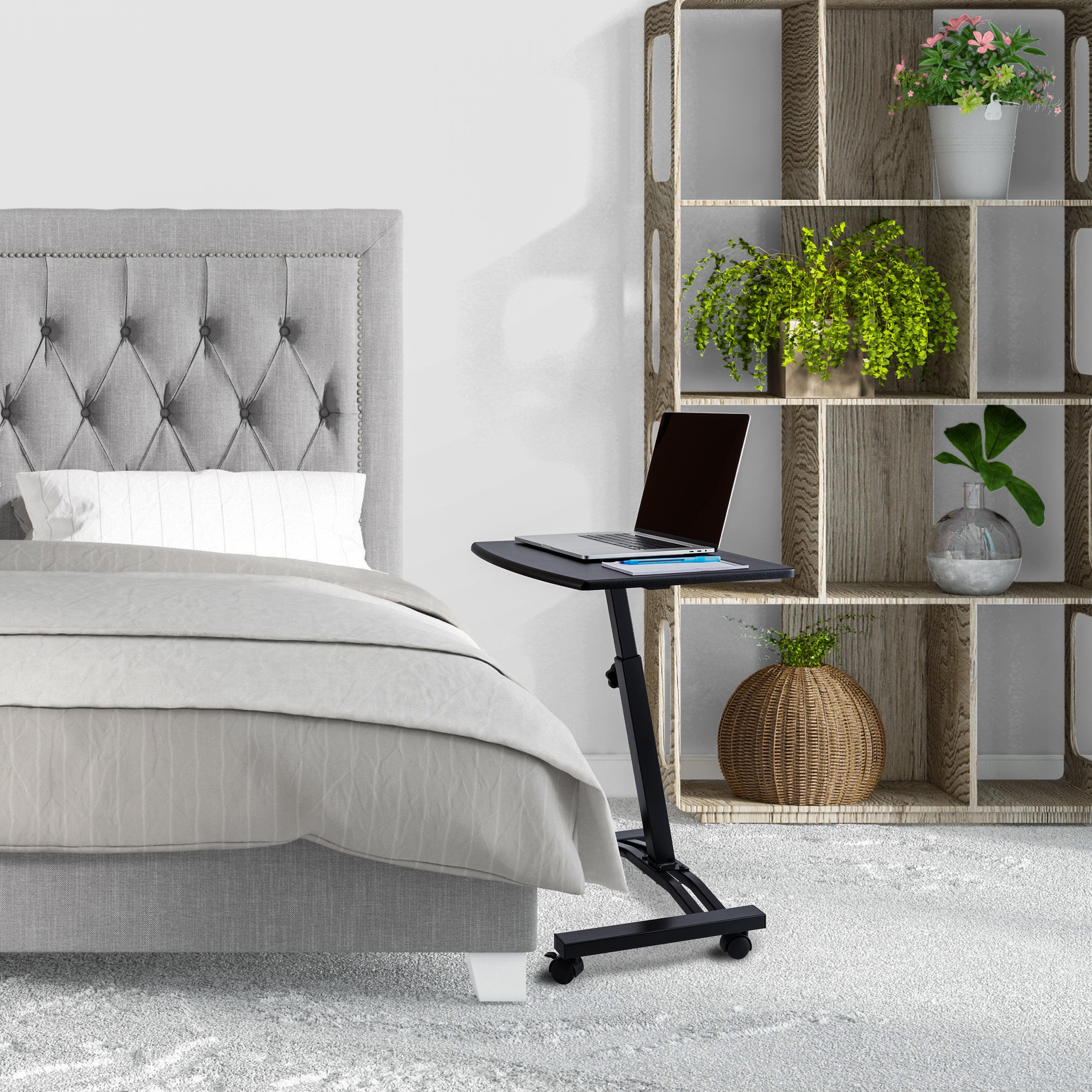 AirLIFT® Mobile Laptop Standing Desk Cart - Adjustable Height Rolling Workstation for Office & Home Use - Perfect for Remote Work, Study & Presentations