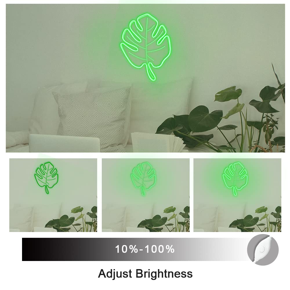 Colysor LED Leaf Neon Sign - Green Wall Art Decor for Baby & Kids Bedroom, Living Room, Wedding, Birthday Party, Camping, Bar & Christmas | Energy-Efficient Night Light for Home & Commercial Use