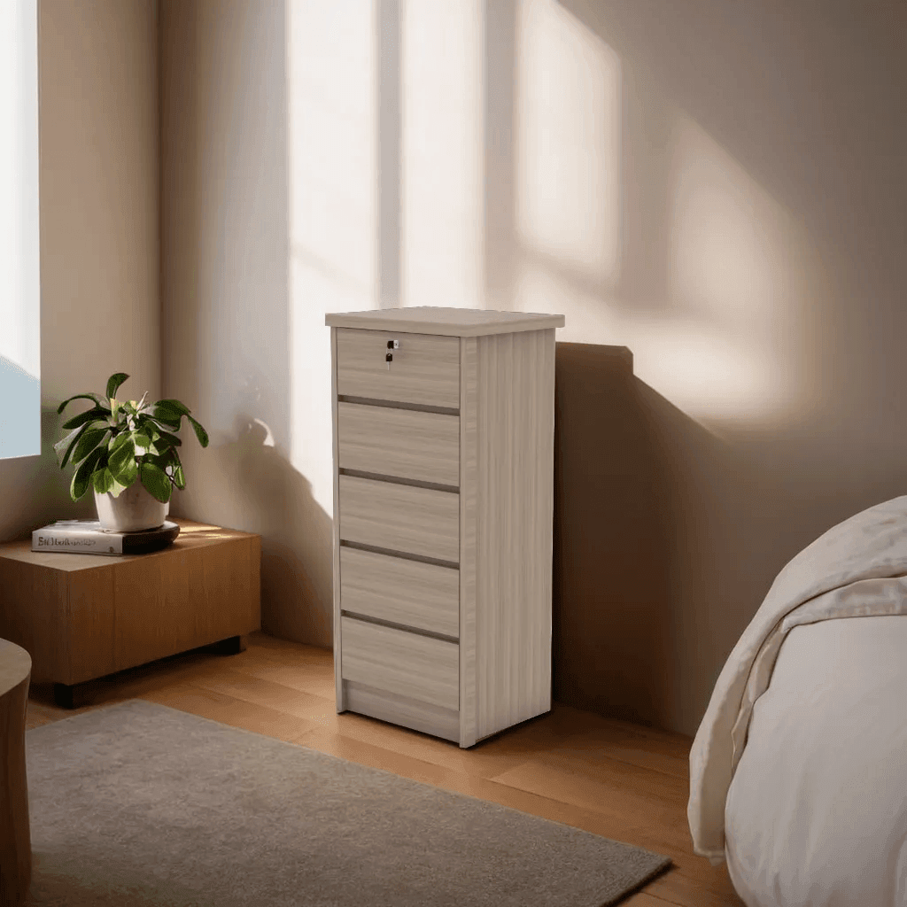 Stylish Ivy Milk Chest of Drawers - 5-Drawer Wooden Dresser for Bedroom, Living Room & Office Storage - Perfect for Organizing Clothes, Toys & Home Essentials