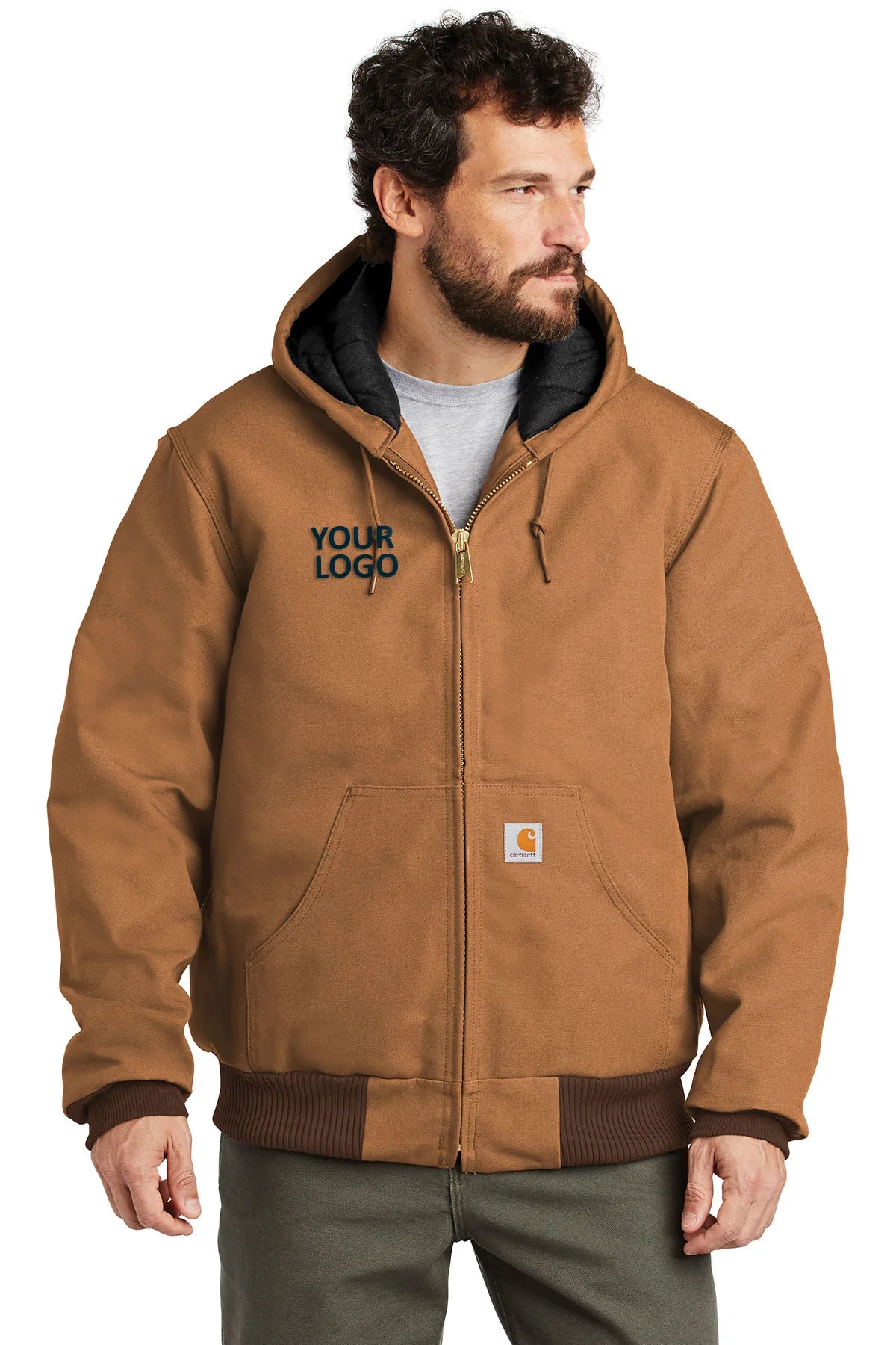 Carhartt Flannel Lined Duck Custom Jackets for Men - Heavy Duty Workwear in Carhartt Brown | Ideal for Construction, Outdoor Labor & Cold Weather Protection