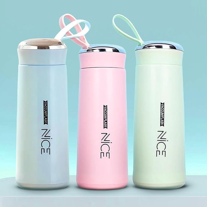 WONDERCHOICE Vacuum Flask - 400ml Glass Water Bottle for Hot & Cold Drinks | School, Office, Travel