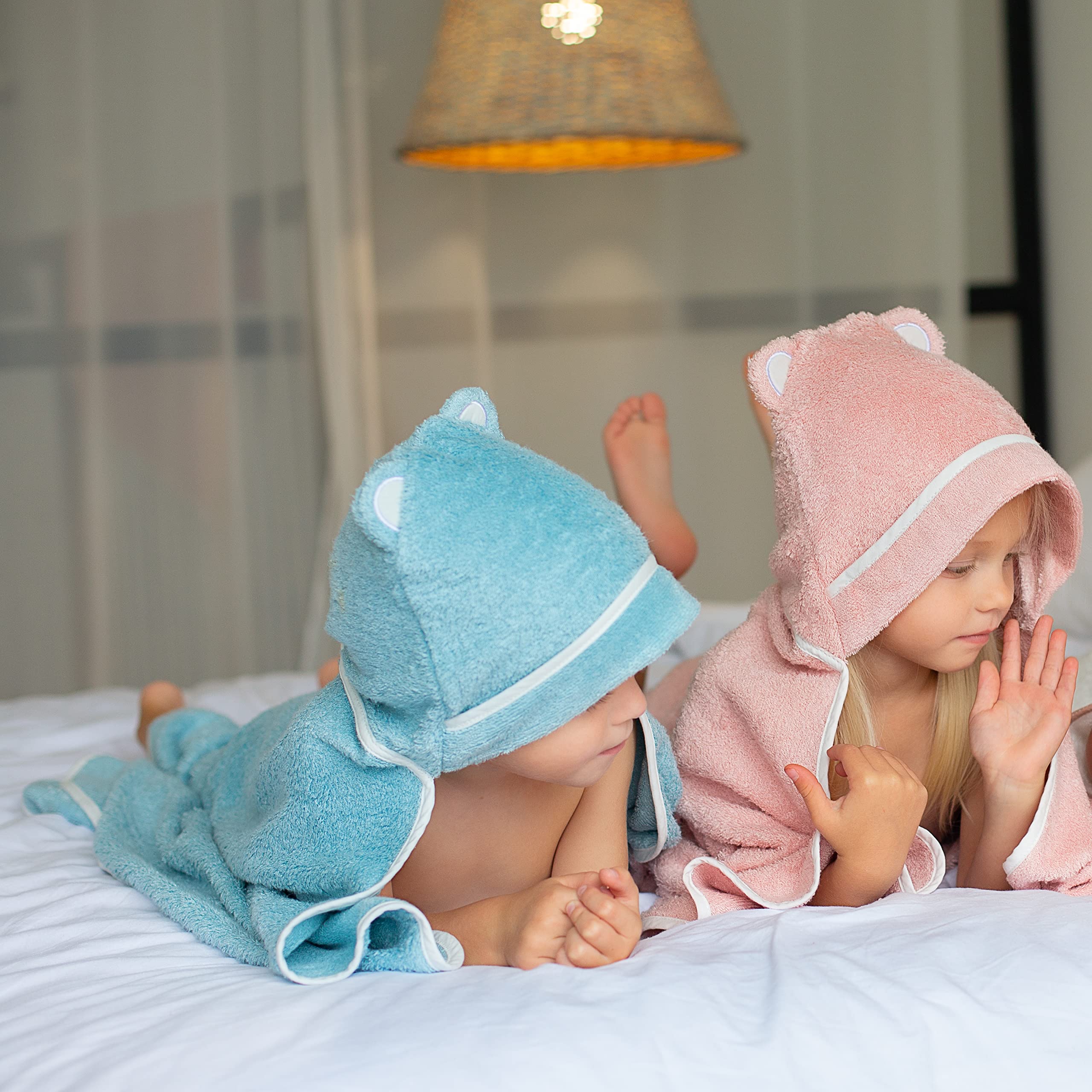 Premium Bamboo Rayon Toddler Hooded Towel - Soft & Absorbent Baby Bath Towel for Boys & Girls - Large Kids Hooded Towel for Swimming, Bath Time & Beach (Blue)