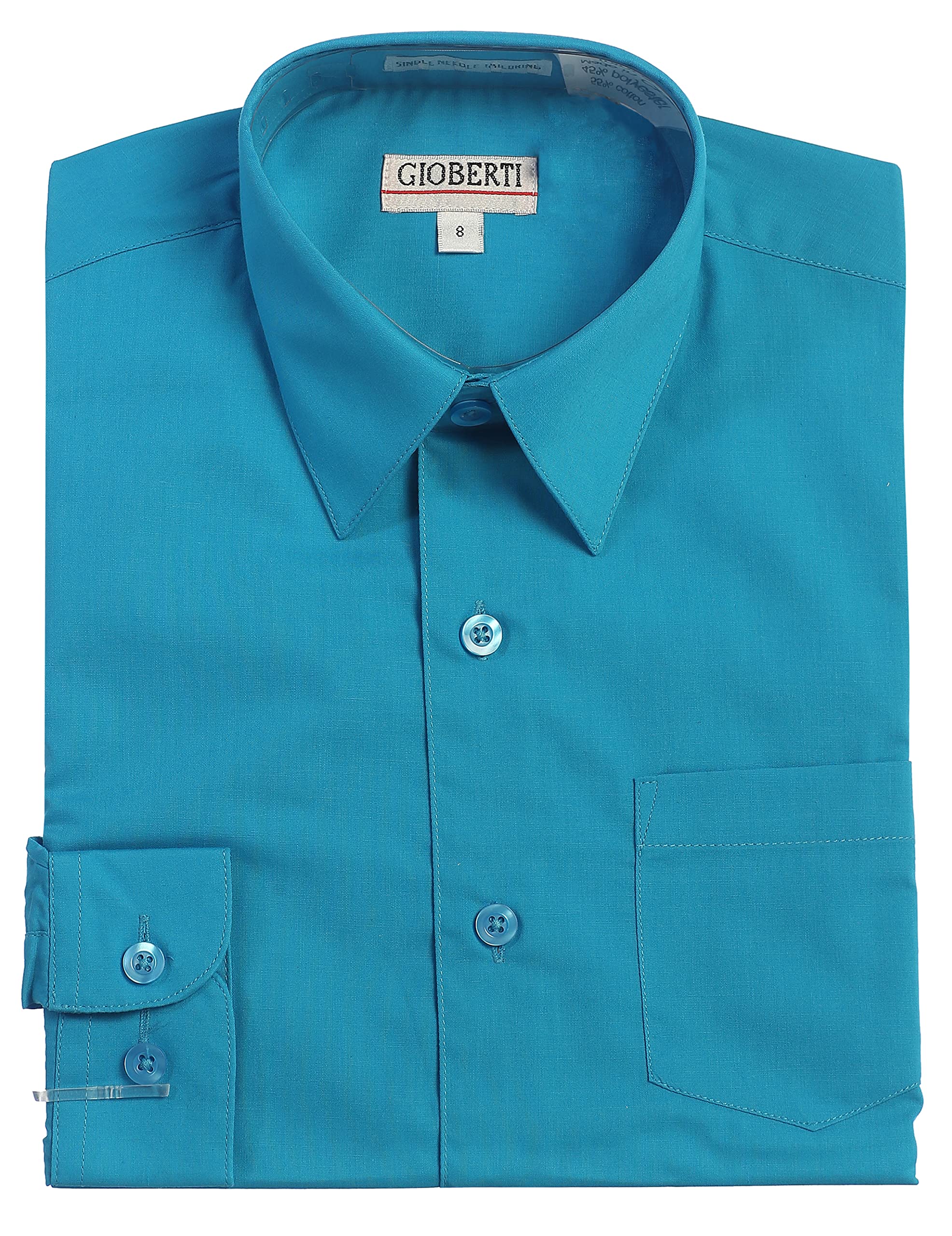 Gioberti Boys Long Sleeve Solid Dress Shirt - Classic Formal Wear for School, Church & Special Occasions