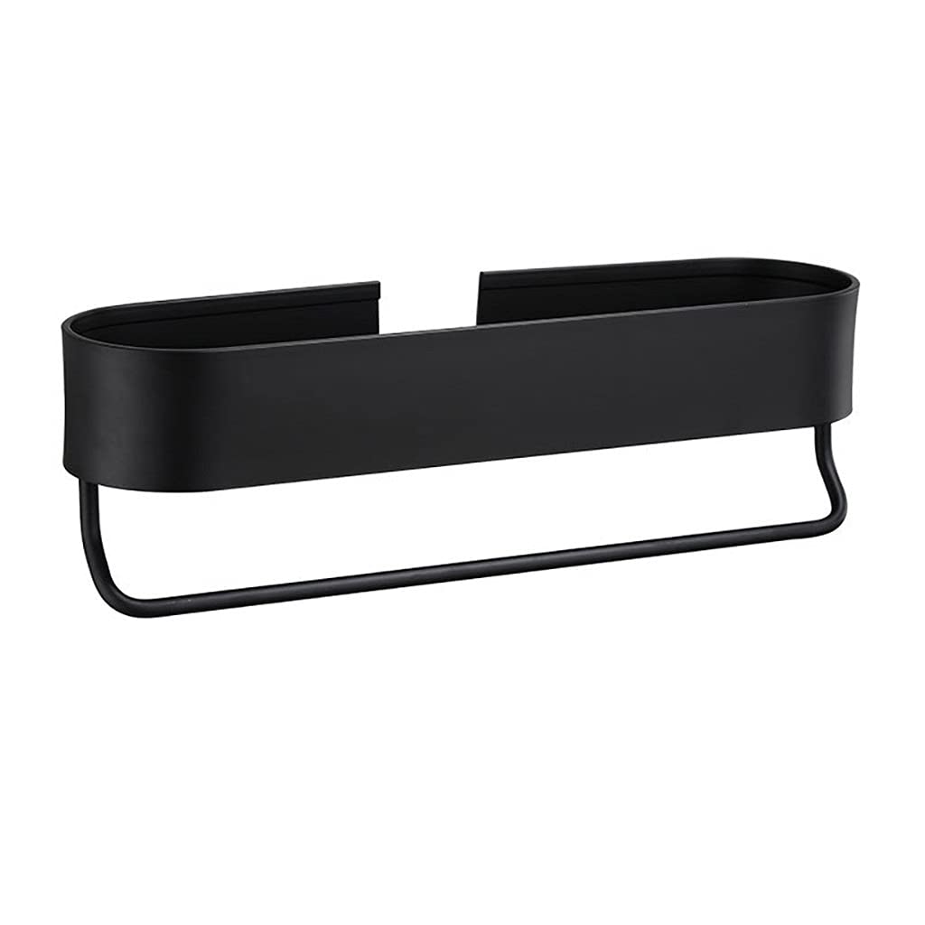 Black Wall Mounted Bathroom Shelf Rack - 40cm Shower Storage Basket & Kitchen Organizer for Towels, Toiletries & Spices | Perfect for Bathroom, Kitchen & Laundry Room Organization