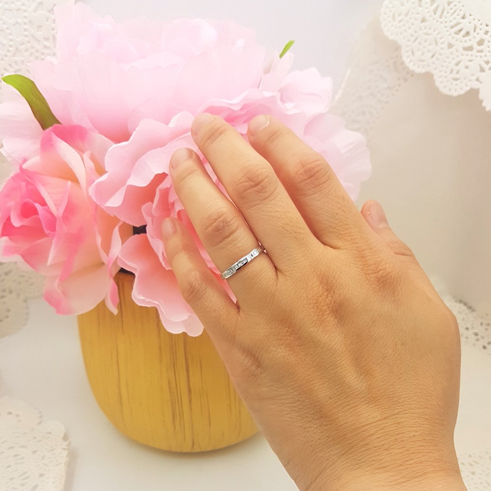 0.1ct 10K Solid Gold Baguette White Diamond Wedding Band Ring for Women - Stackable Anniversary Ring, Dazzlingrock Collection - Perfect for Bridal Sets, Engagement Ring Stacks & Special Occasions