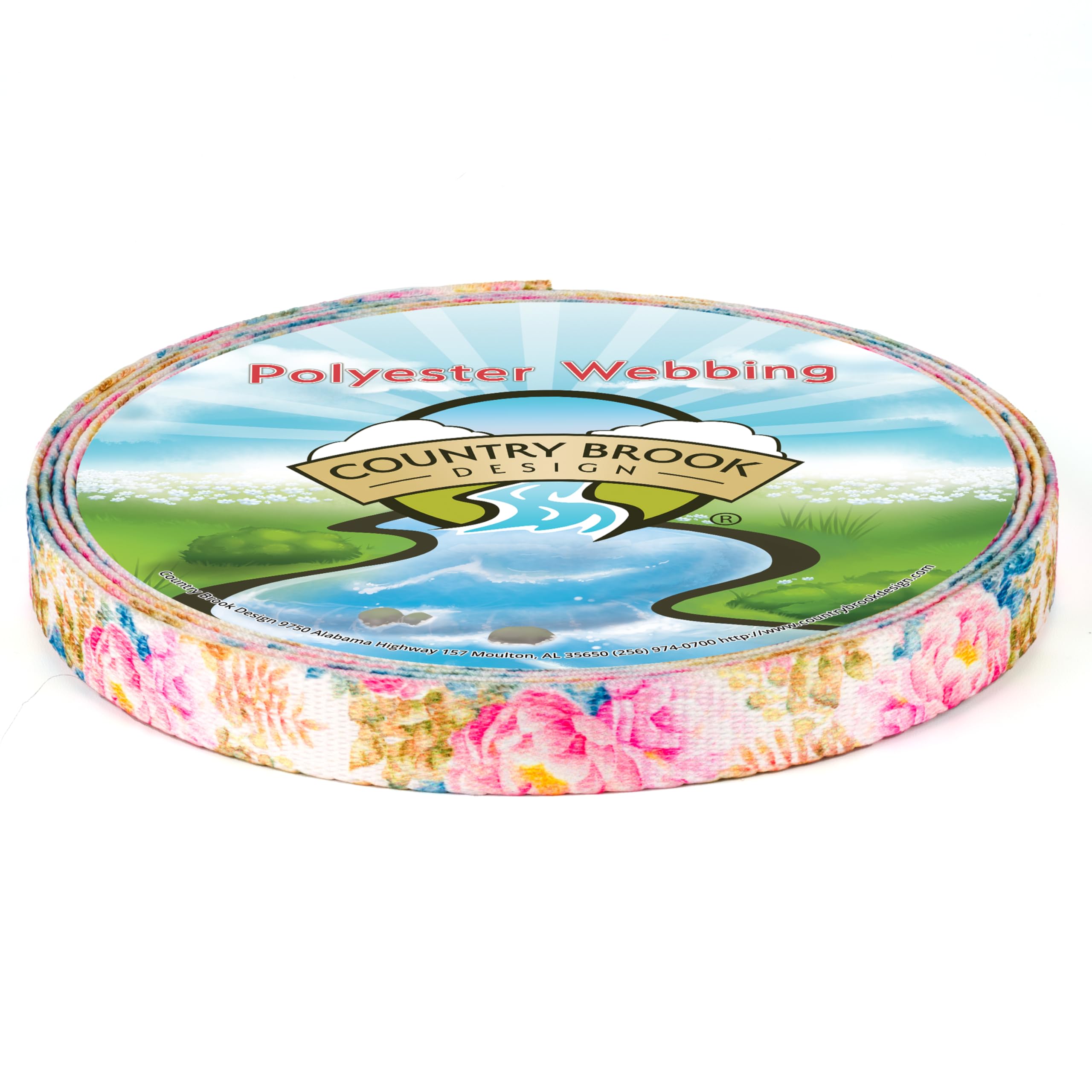Country Brook Design - Watercolor Peonies Polyester Webbing for DIY Crafts, Sewing Projects & Home Decor - Perfect for Hair Bows, Handbags & Fabric Accents