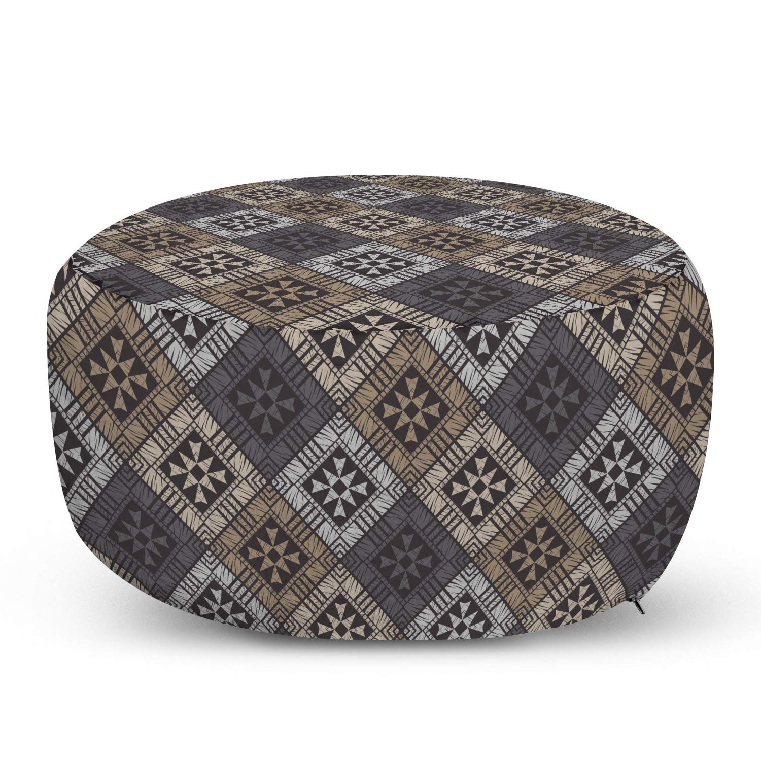 Ambesonne Abstract Ottoman Pouf - Ethnic Traditional Design Decorative Footrest with Removable Cover for Living Room & Bedroom - Dimgray Grey - Perfect for Home Decor, Lounge Seating and Extra Storage