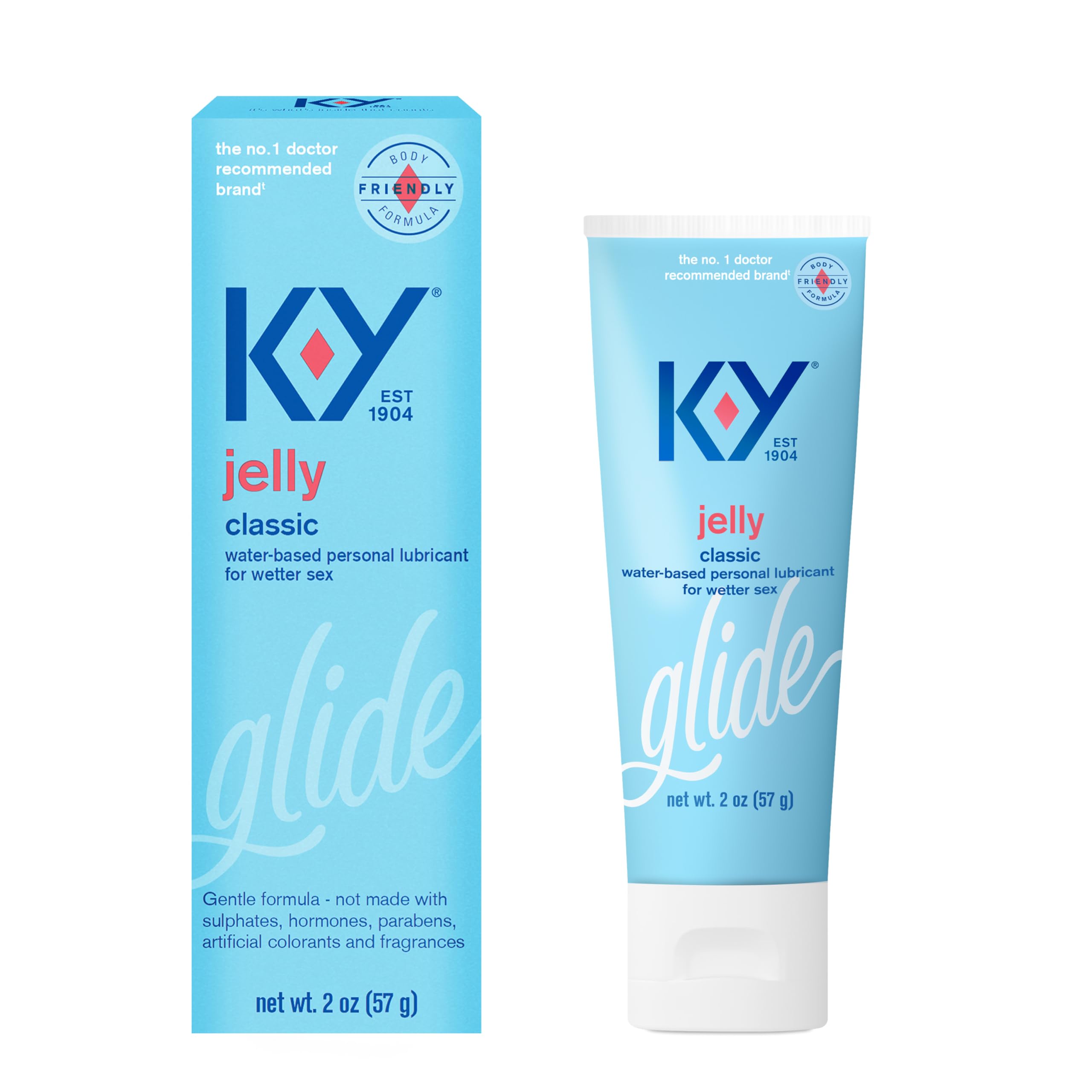 K-Y Jelly Water-Based Personal Lubricant for Sex & Anal Play – Non-Greasy, pH-Balanced Lube for Women & Men – Safe with Condoms & Sex Toys – 2 oz – Perfect for Sensitive Skin & Enhanced Intimacy