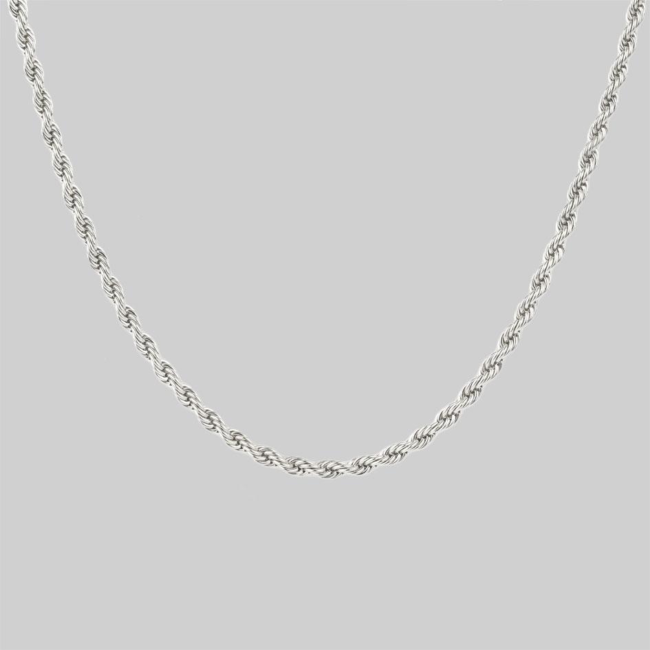 Sterling Silver Rope Chain Necklace for Women - Elegant Jewelry Gift for Her, Perfect for Parties, Weddings & Everyday Wear