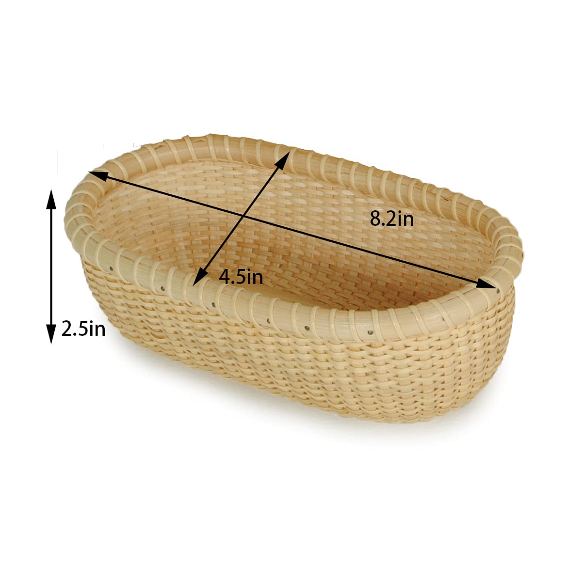 Handwoven Rattan Storage Basket - Woven Nantucket Tea & Fruit Basket, Handmade Desktop Organizer for Home Decor, Kitchen, Bathroom, and Office Organization