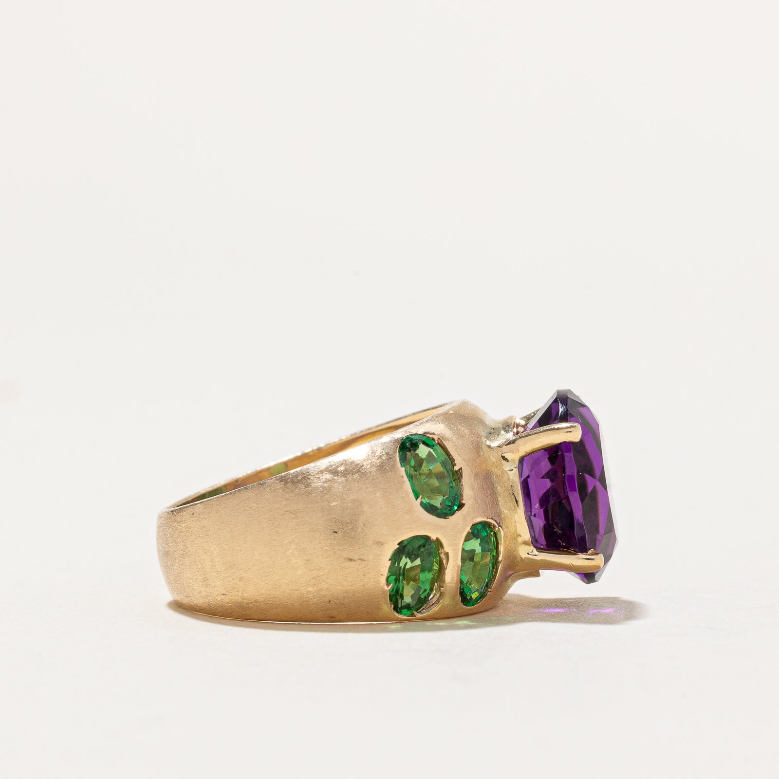 5.75ctw Synthetic Amethyst & Tsavorite Garnet Cocktail Ring - Size 5.75 - Elegant Evening Wear & Special Occasion Jewelry