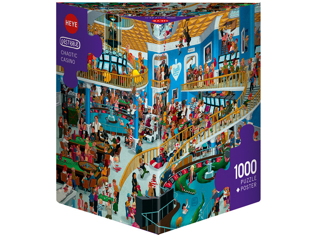 Heye 1000 Piece Triangle Jigsaw Puzzle - Chaotic Casino Scene for Adults & Teens - Fun Family Game Night & Relaxing Puzzle Challenge