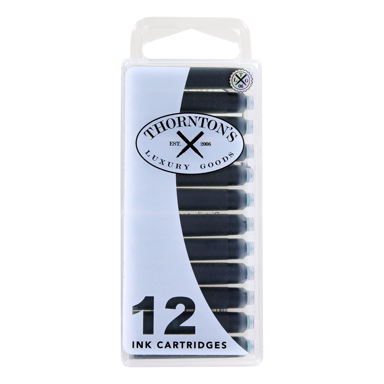 Thornton's Luxury Fountain Pen Ink Cartridges - Sherwood Green, Pack of 12 Refills | Standard International Size | Compatible with All Calligraphy Pens | pH Neutral | Perfect for Letter Writing, Journaling & Professional Use